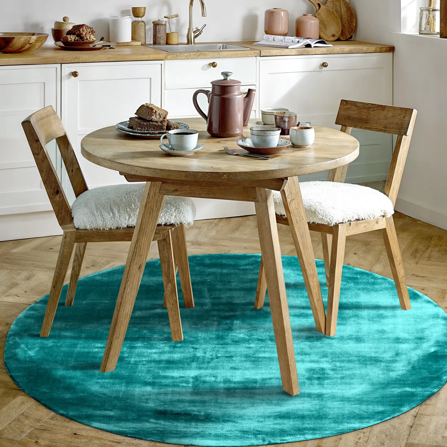 Rundt tæppe - Jodhpur Special Luxury Edition (turkis)