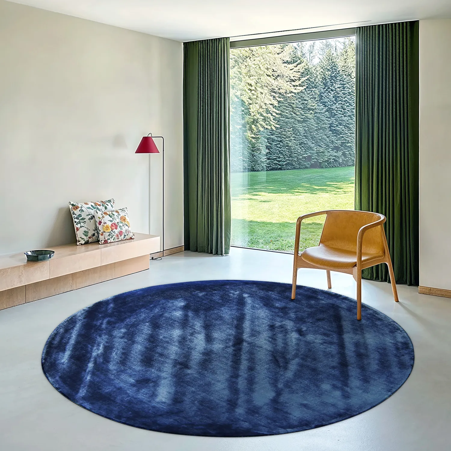 Rundt tæppe - Jodhpur Special Luxury Edition Viscose (blå)