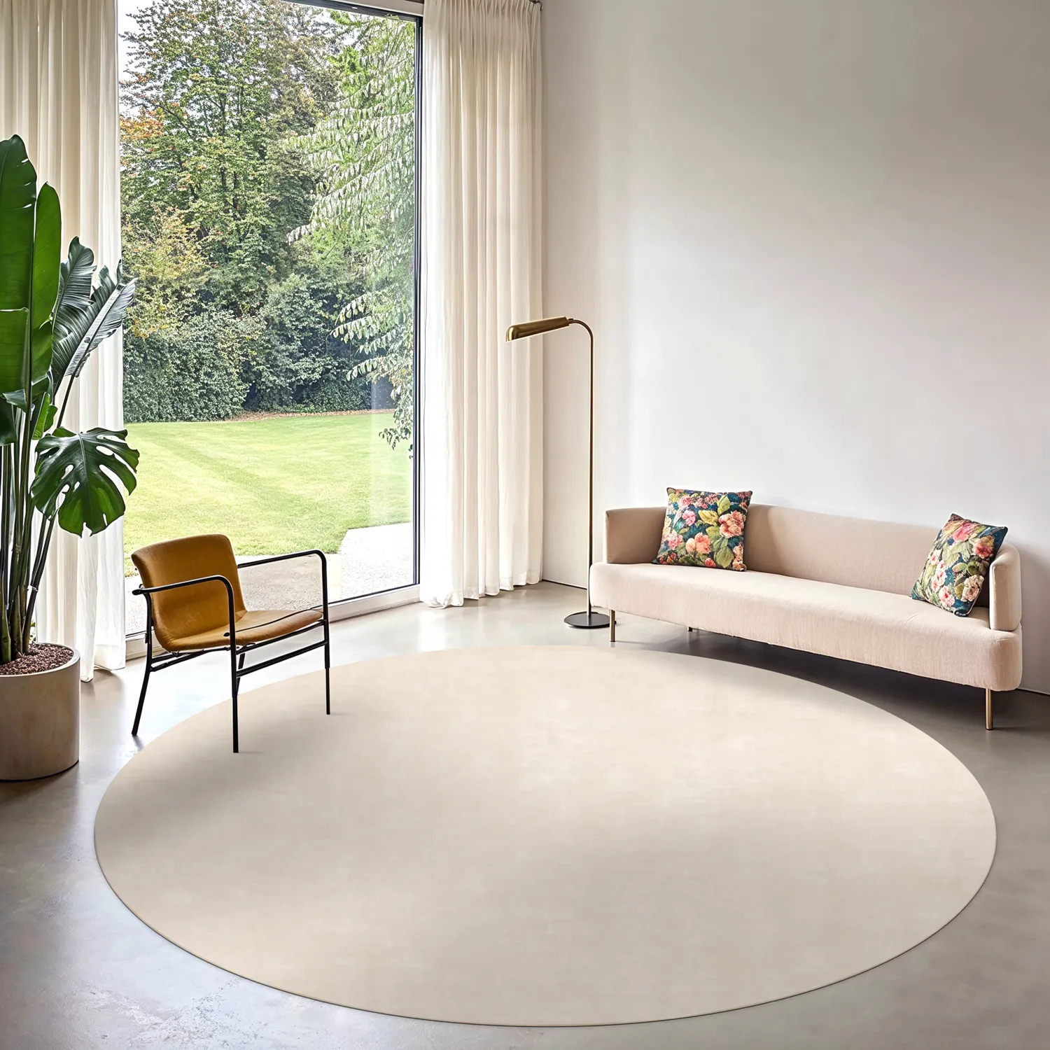 Rundt tæppe - Jodhpur Special Luxury Edition Viscose (lysebeige)