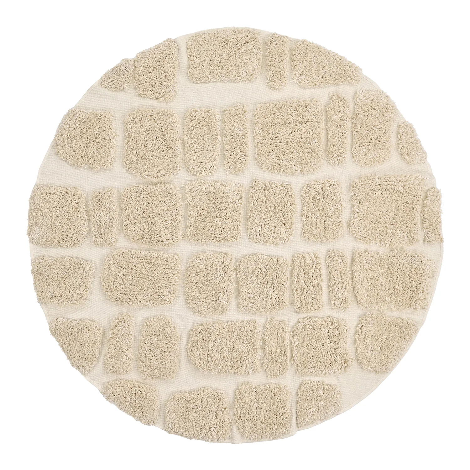 Rundt tæppe - Otranto Natural Cotton Shaggy (off-white)