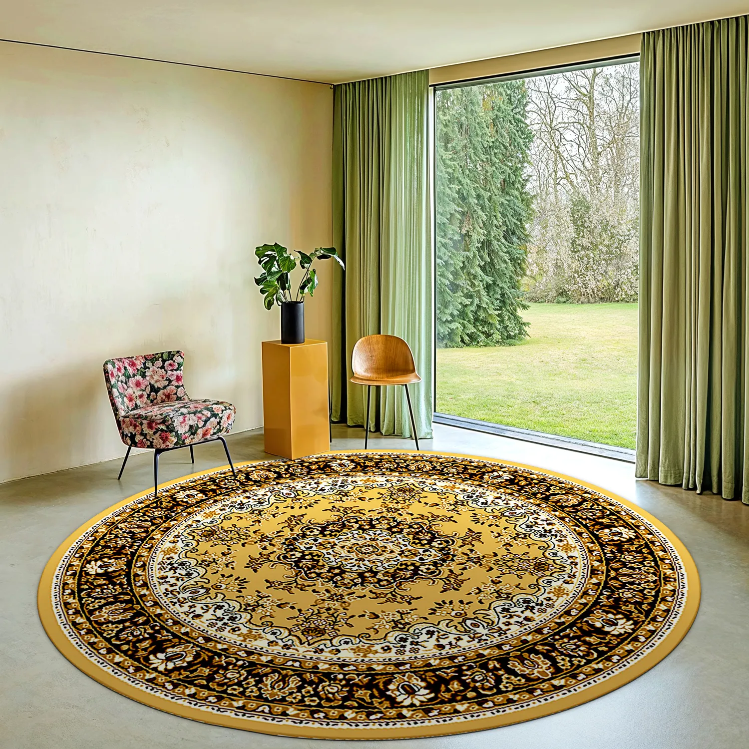 Rundt tæppe - Peking (guld)