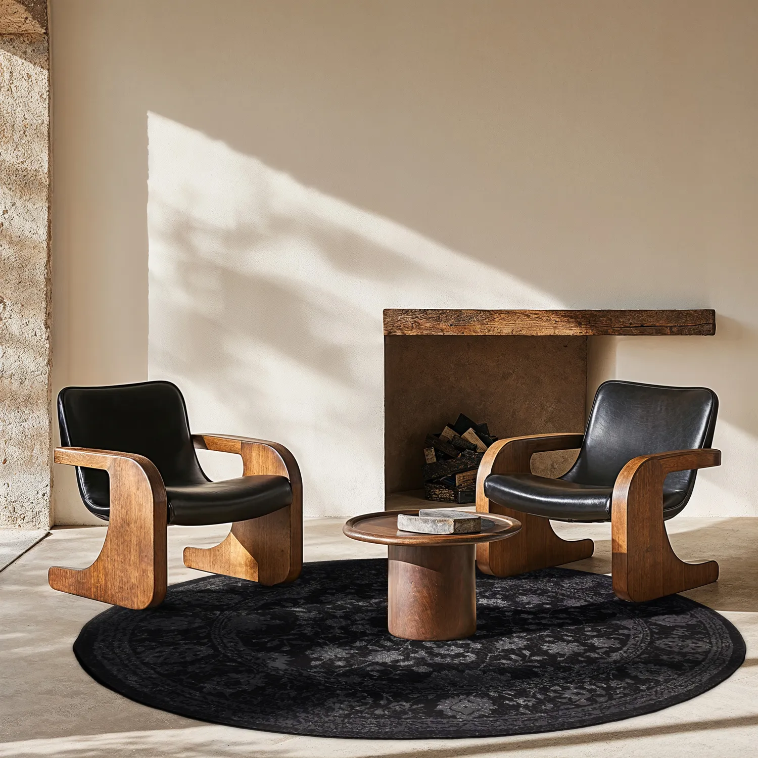 Rundt tæppe - Peking Majestic (sort)