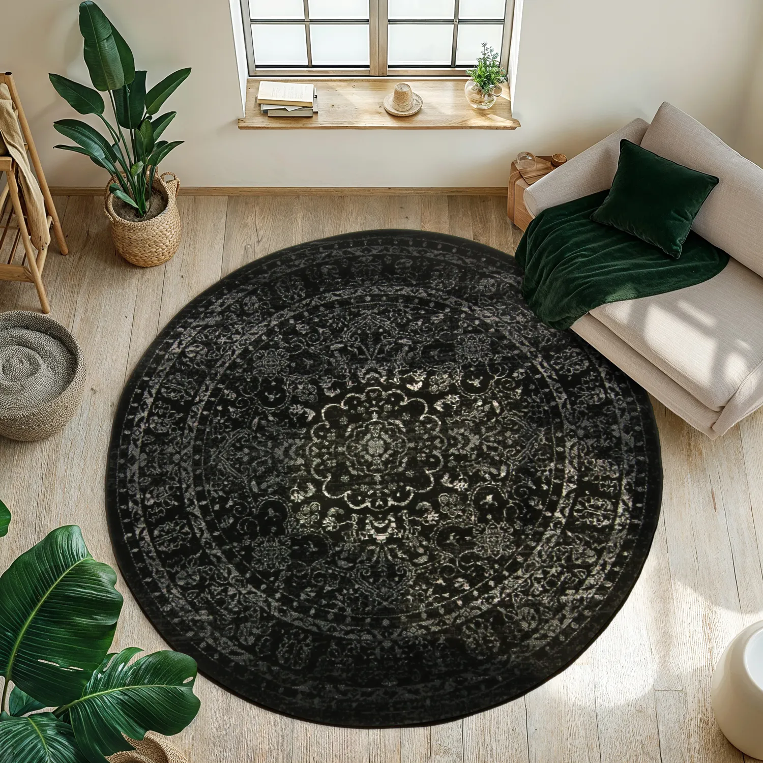Rundt tæppe - Peking Noble (sort)