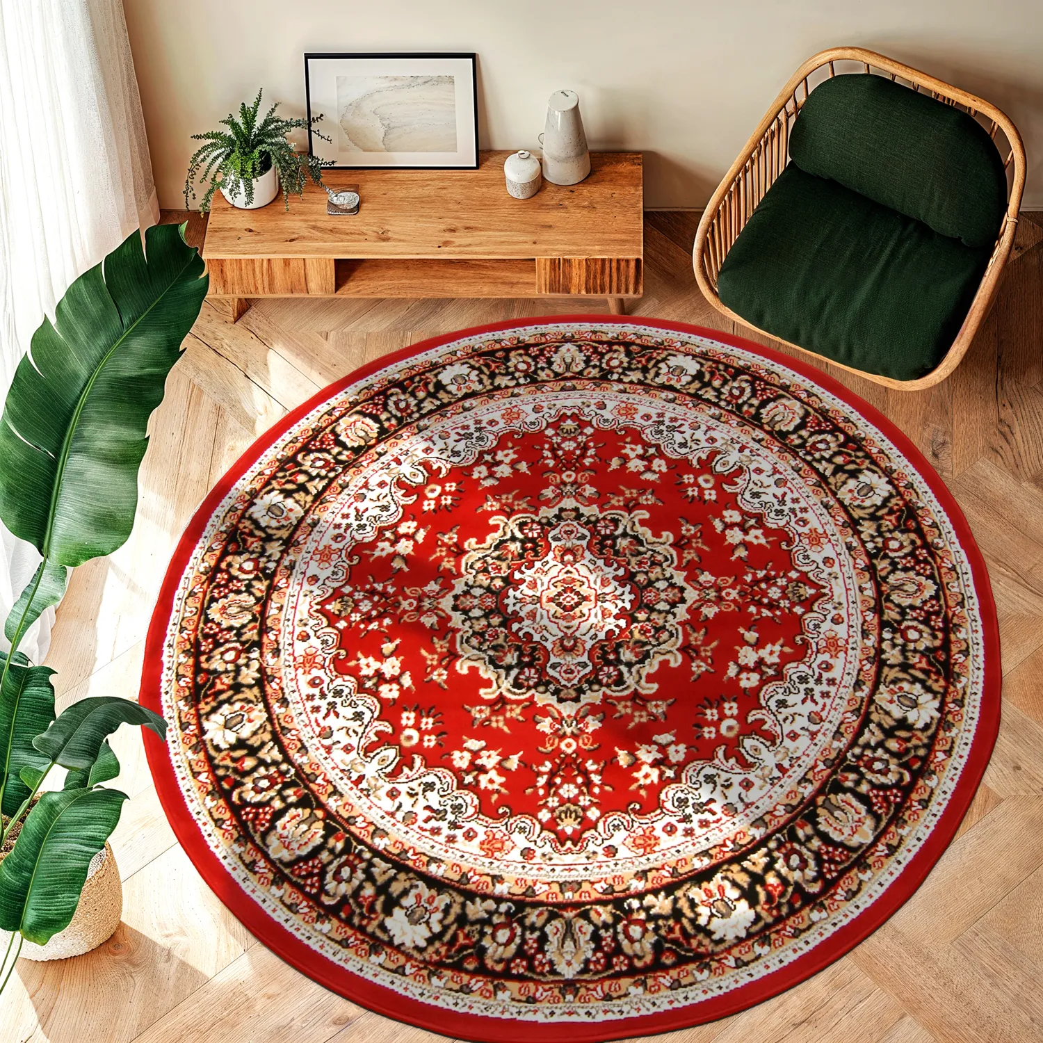 Rundt tæppe - Peking (rød)