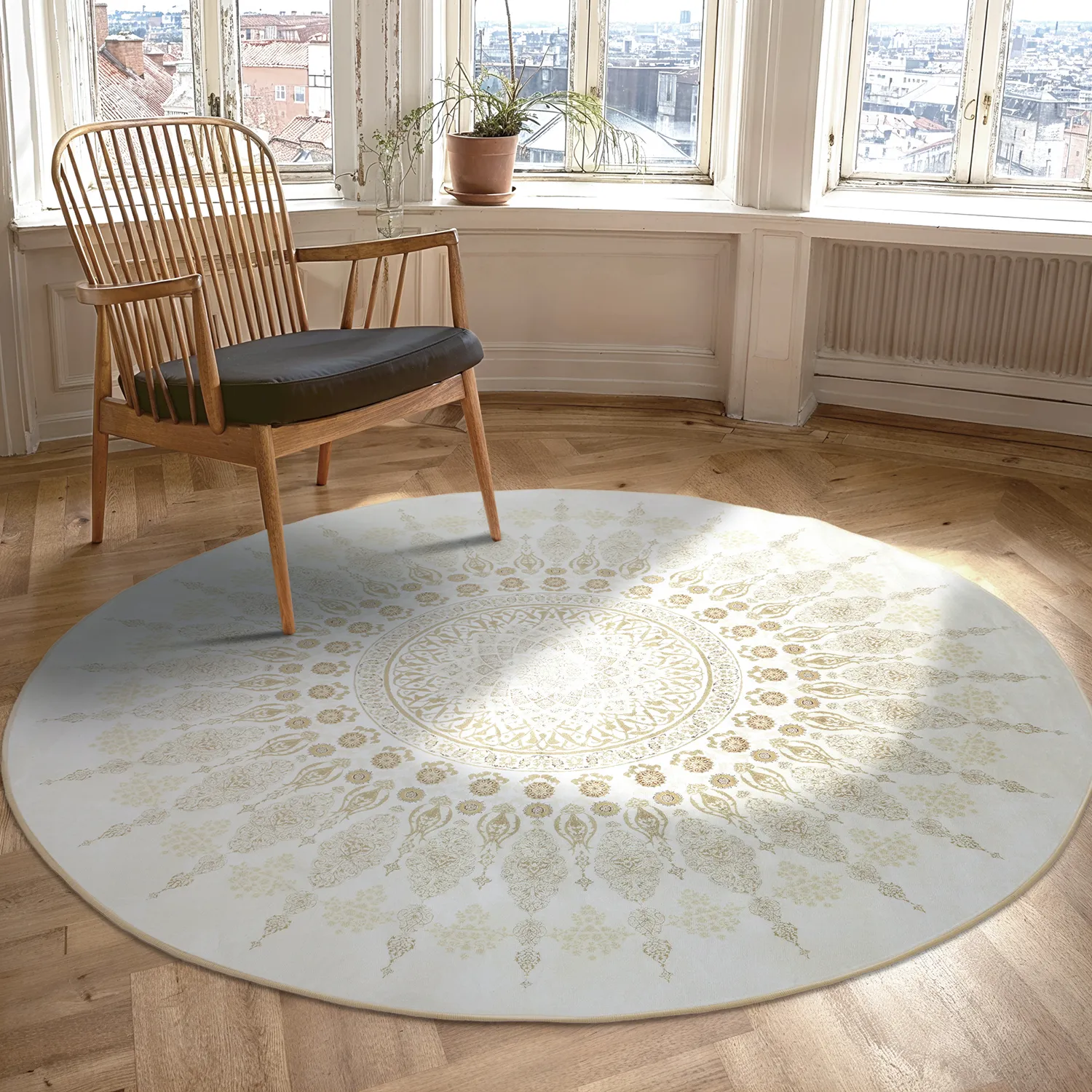 Rundt tæppe - Sandrigo (beige)