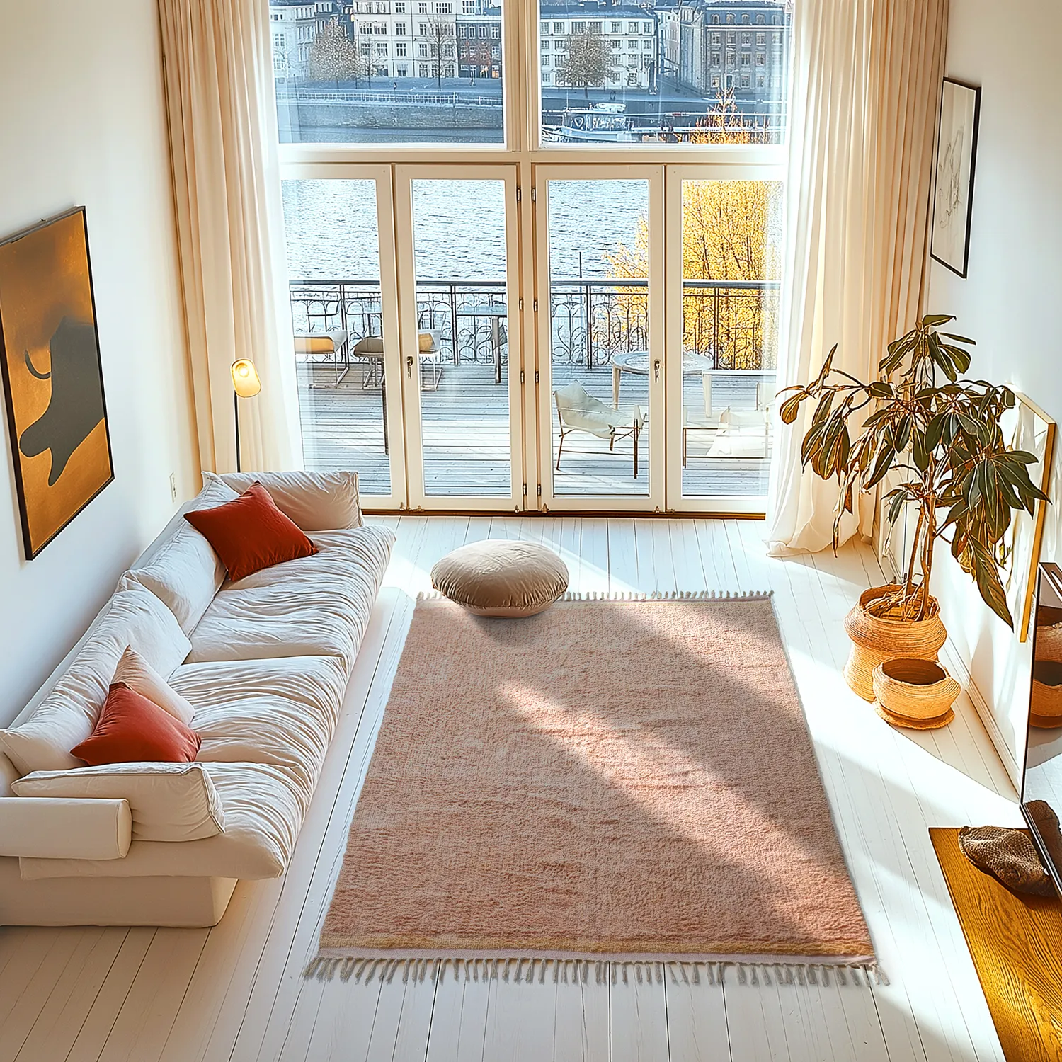 Ryatæpper - Celina Natural Cotton Shaggy (pink/beige)