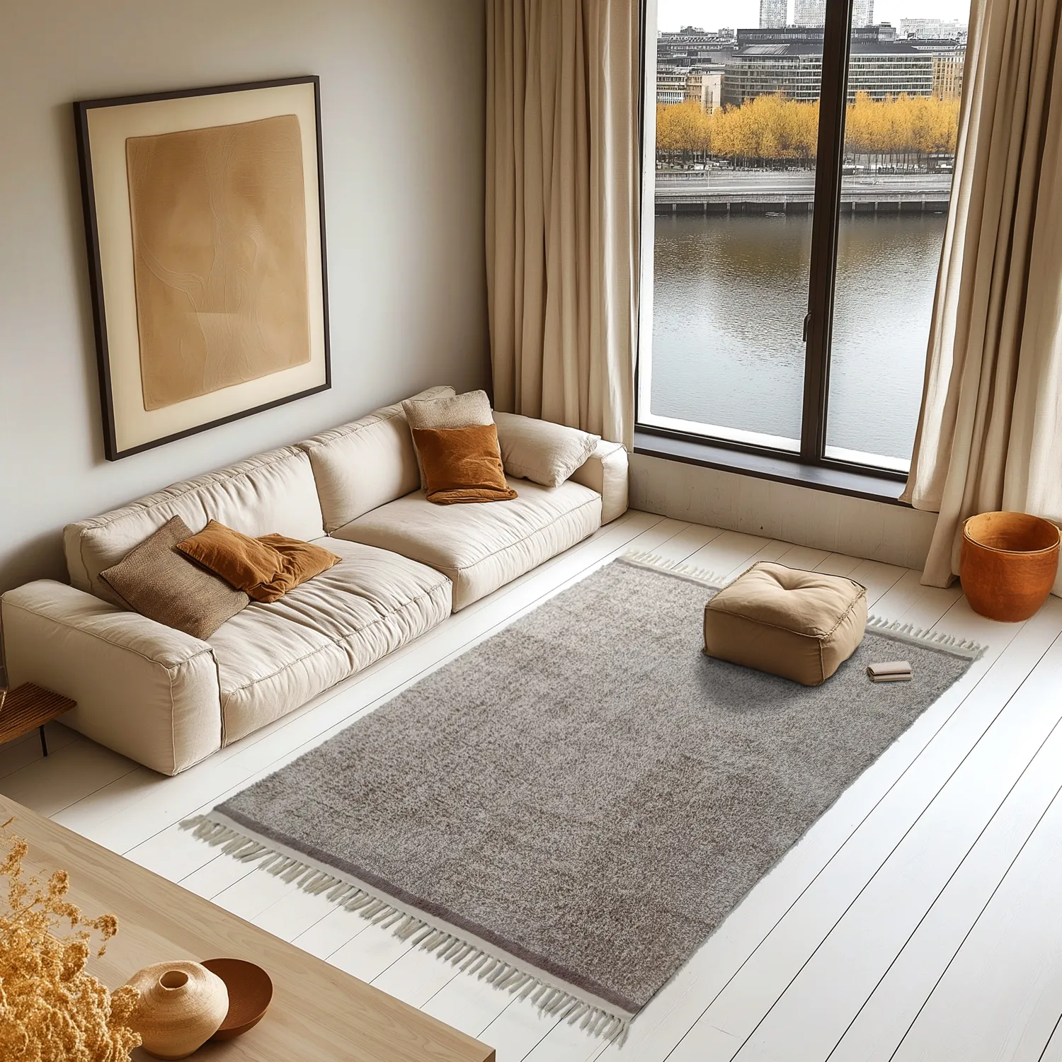 Ryatæpper - Celina Natural Cotton Shaggy (beige/brun)