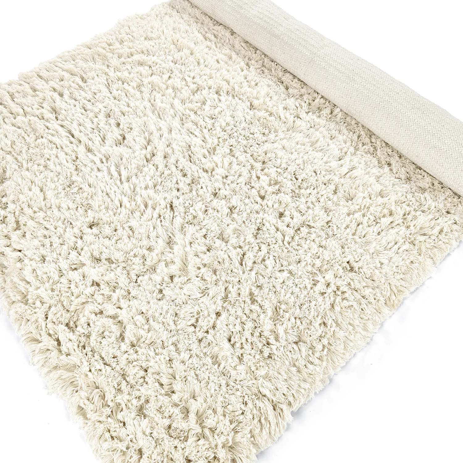 Ryatæpper - Fassale Hand Woven Wool Shaggy (hvid)