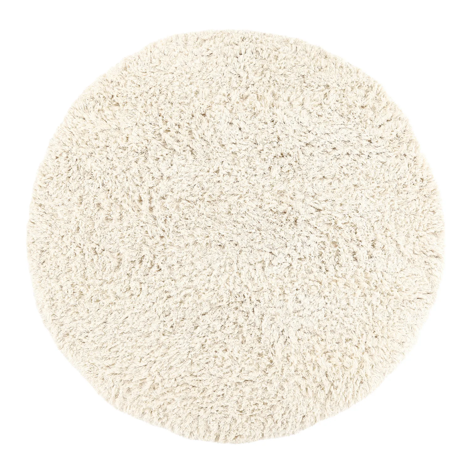 Rundt tæppe - Fassale Hand Woven Wool Shaggy (hvid)