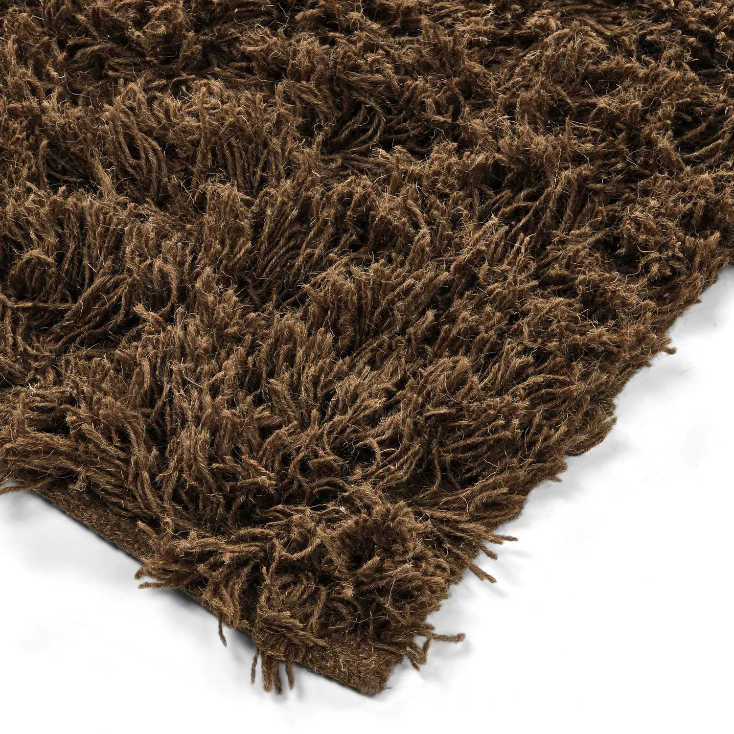 Ryatæpper - Melilla Hand Woven Wool Shaggy (brun)