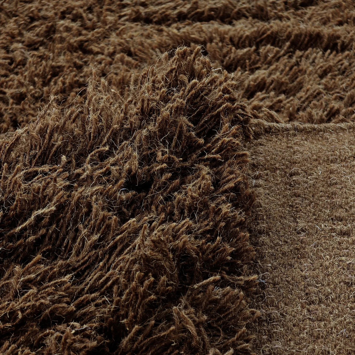 Ryatæpper - Melilla Hand Woven Wool Shaggy (brun)