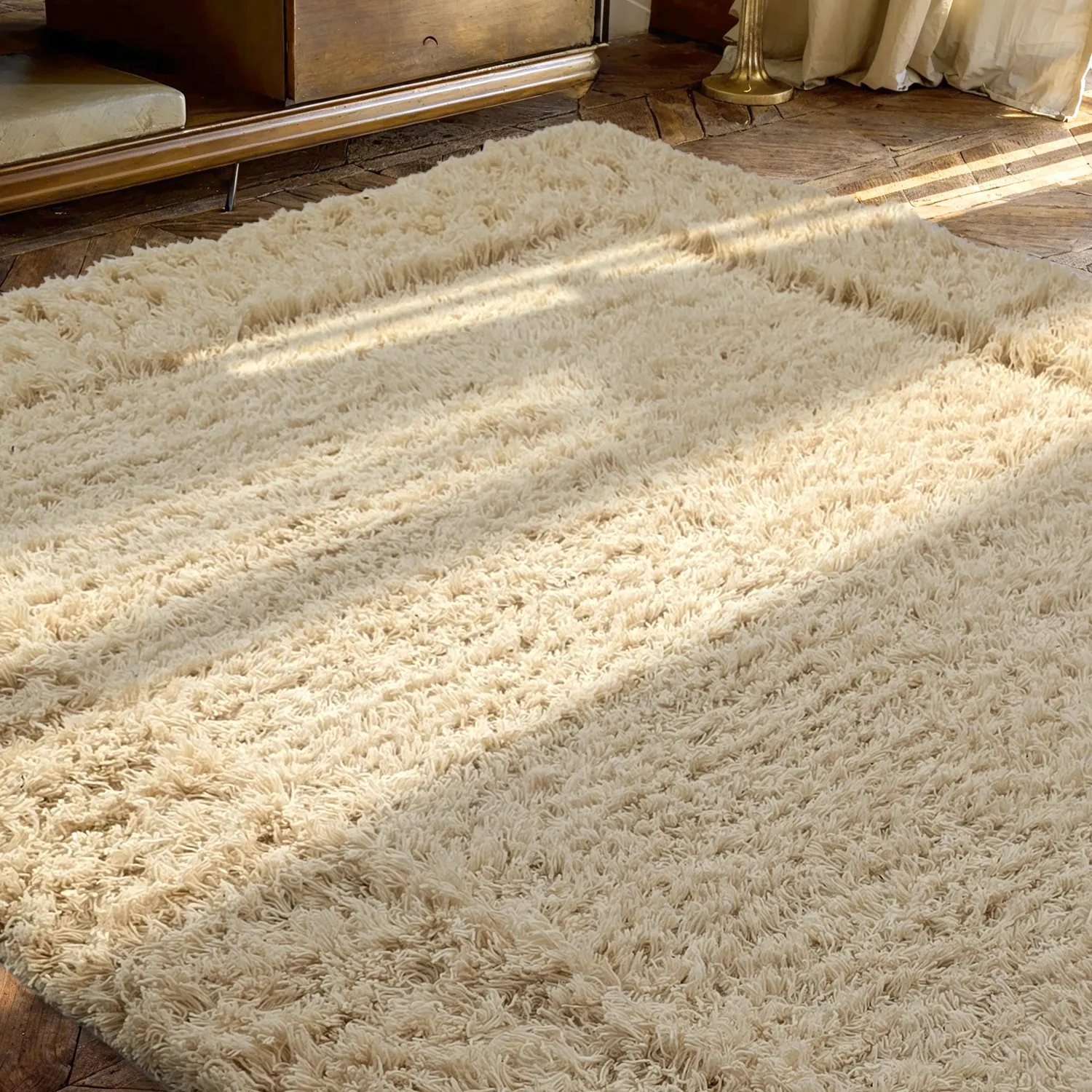 Ryatæpper - Melilla Hand Woven Wool Shaggy (natur)