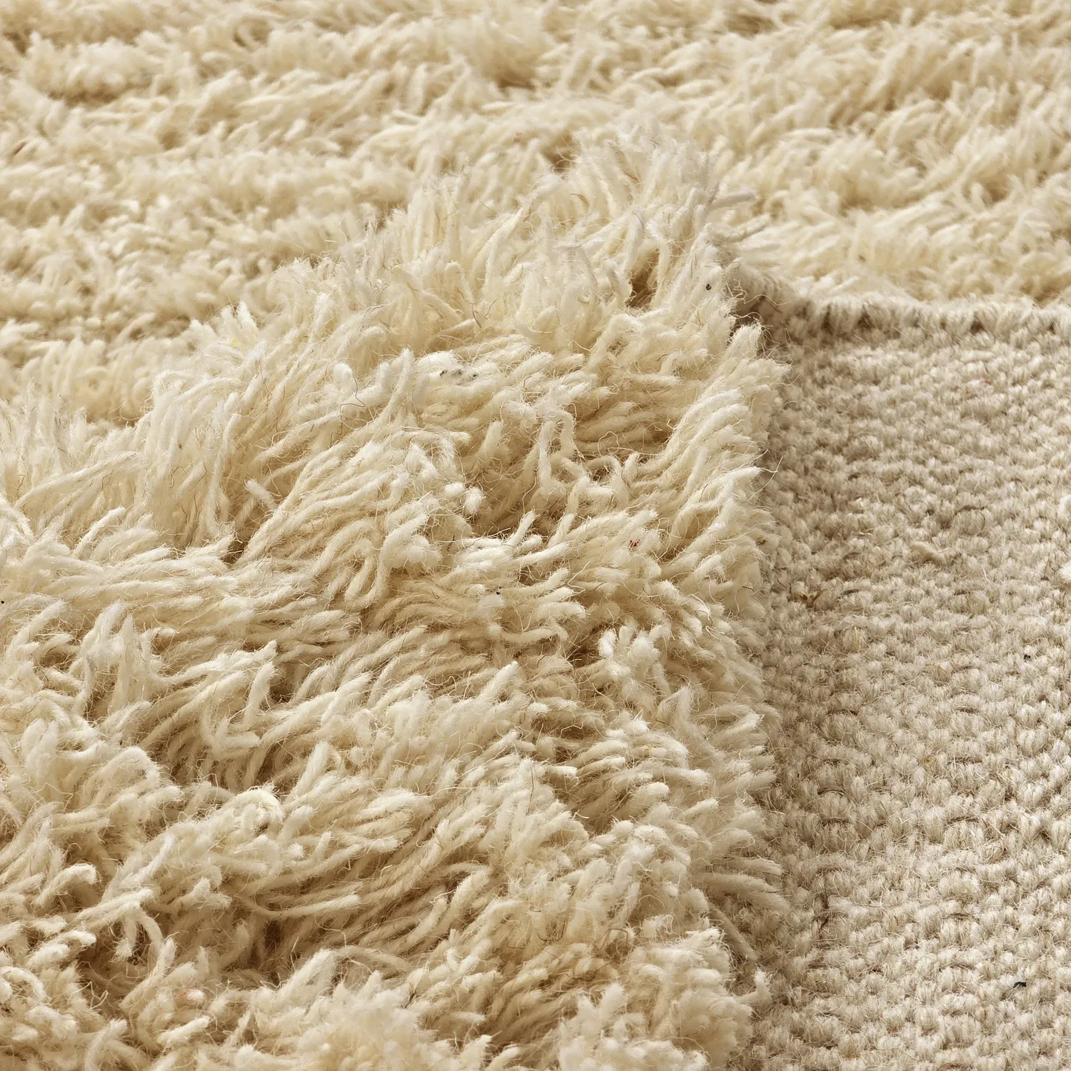 Ryatæpper - Melilla Hand Woven Wool Shaggy (natur)