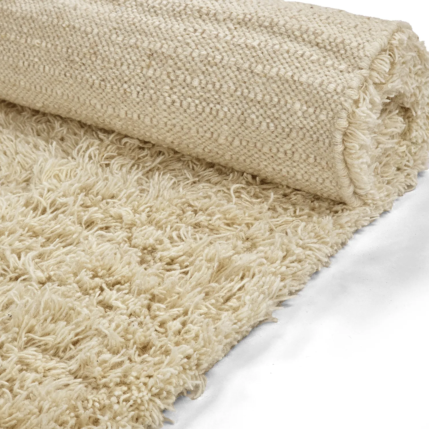 Ryatæpper - Melilla Hand Woven Wool Shaggy (natur)