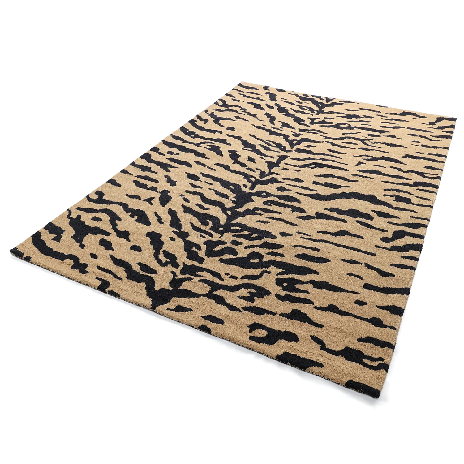 Ryatæpper - Zebra Tufted Wool Premium (beige/sort)