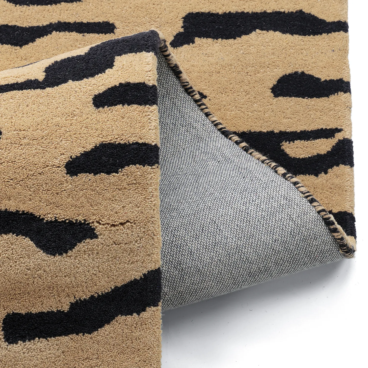 Ryatæpper - Zebra Tufted Wool Premium (beige/sort)