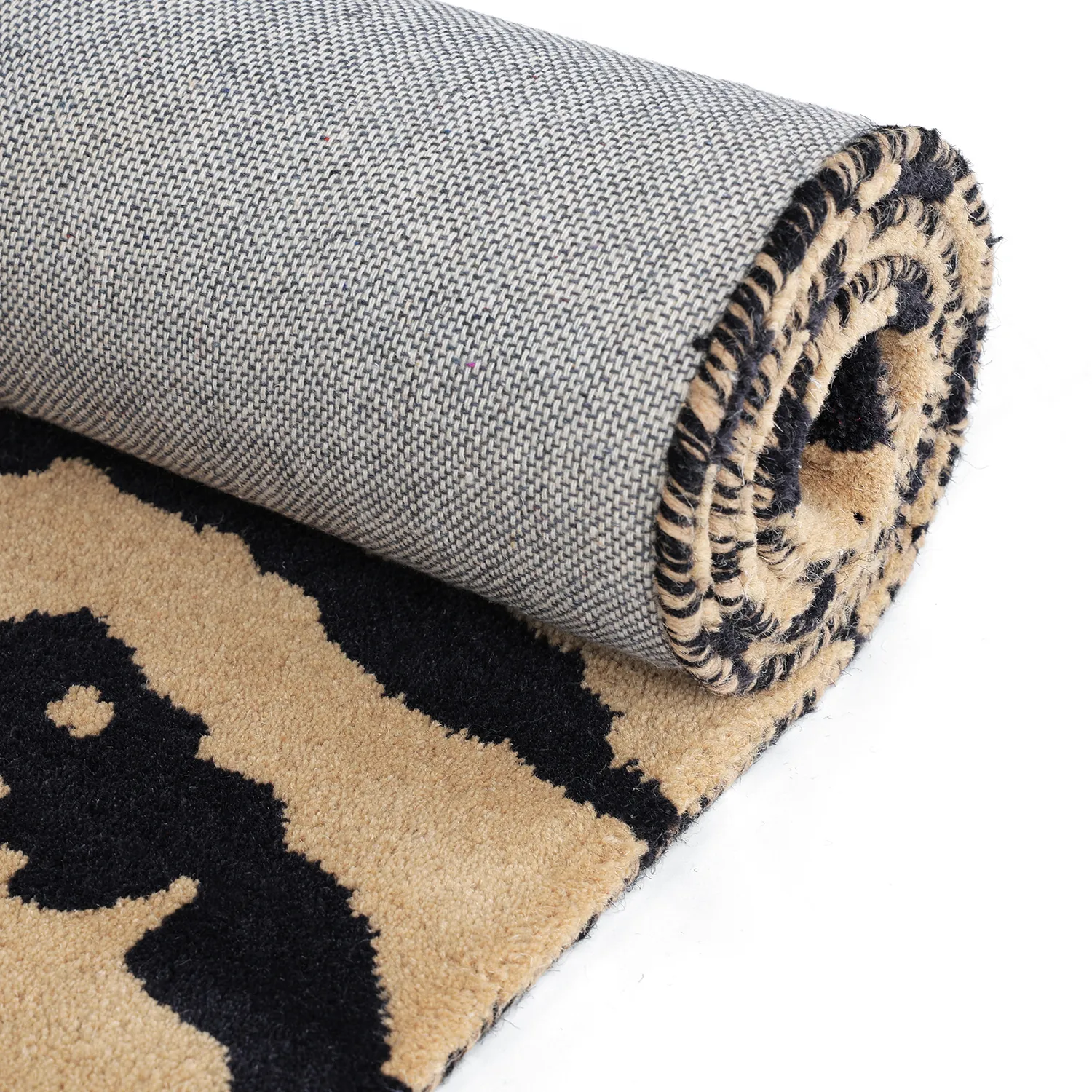Ryatæpper - Zebra Tufted Wool Premium (beige/sort)