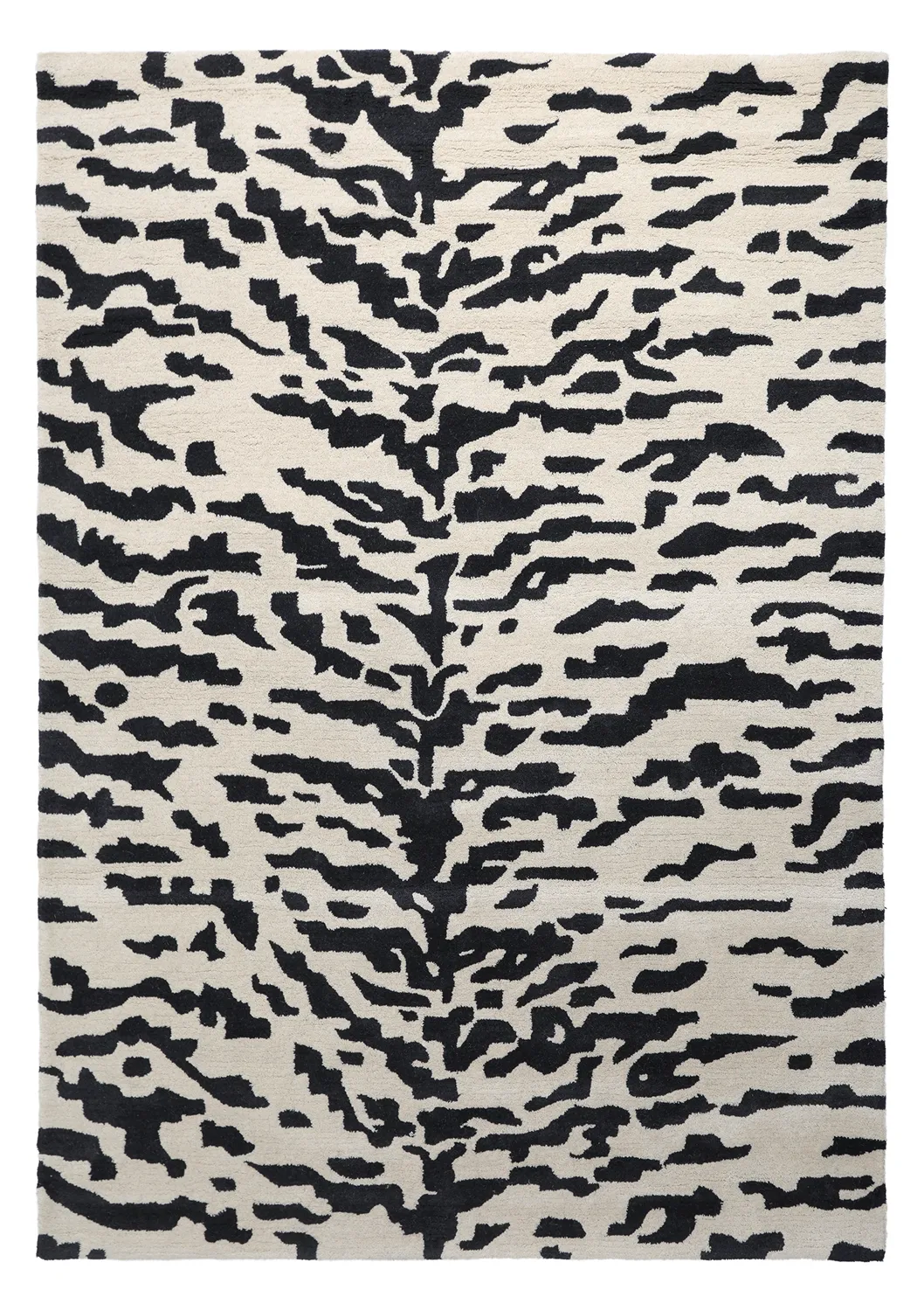 Ryatæpper - Zebra Tufted Wool Premium (hvid/sort)