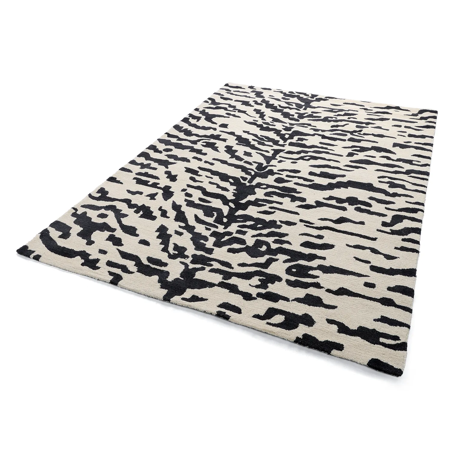 Ryatæpper - Zebra Tufted Wool Premium (hvid/sort)
