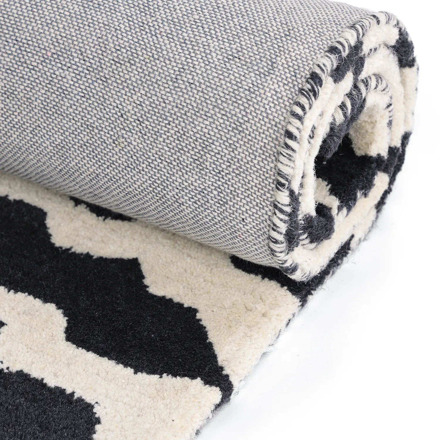 Ryatæpper - Zebra Tufted Wool Premium (hvid/sort)