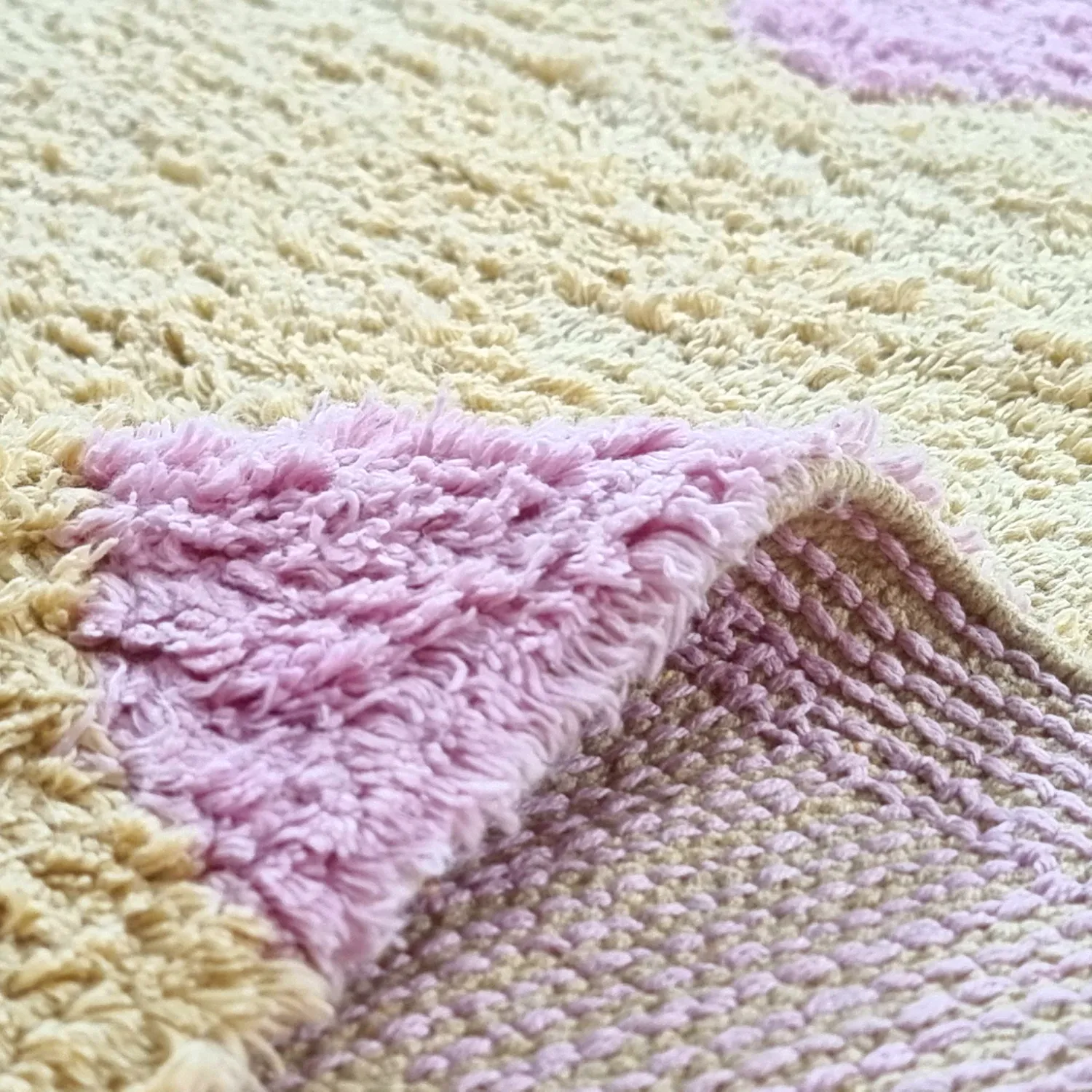 Ryatæpper - Amira Natural Cotton Shaggy (beige/lilla)