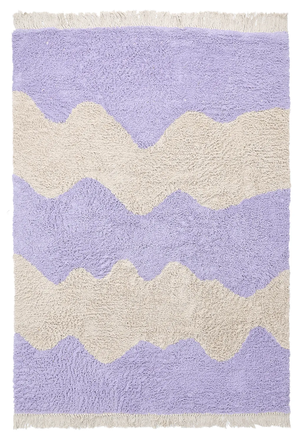 Ryatæpper - Amira Natural Cotton Shaggy (lilla/beige)