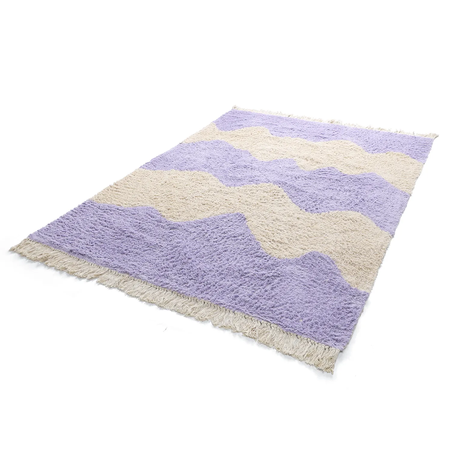 Ryatæpper - Amira Natural Cotton Shaggy (lilla/beige)