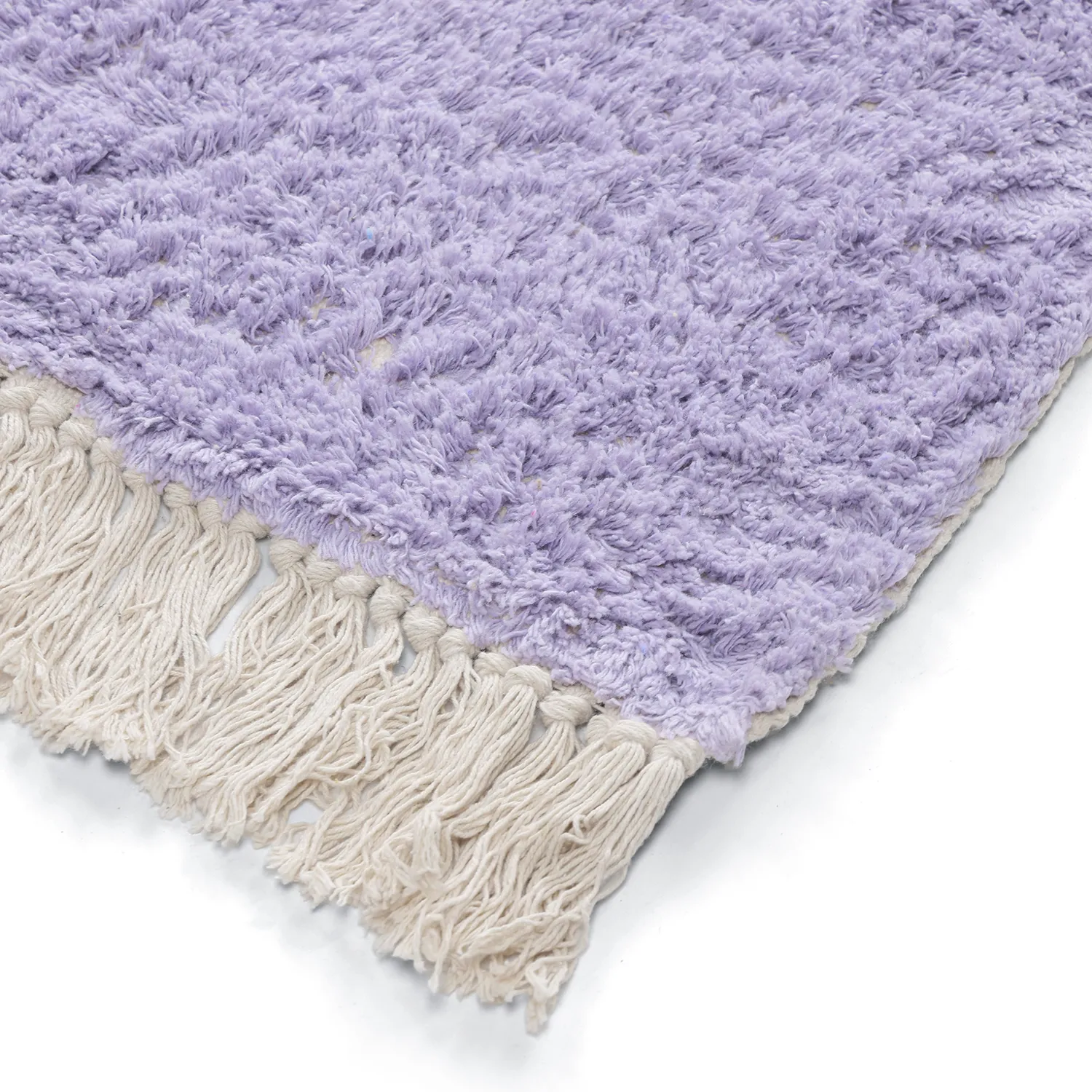 Ryatæpper - Amira Natural Cotton Shaggy (lilla/beige)