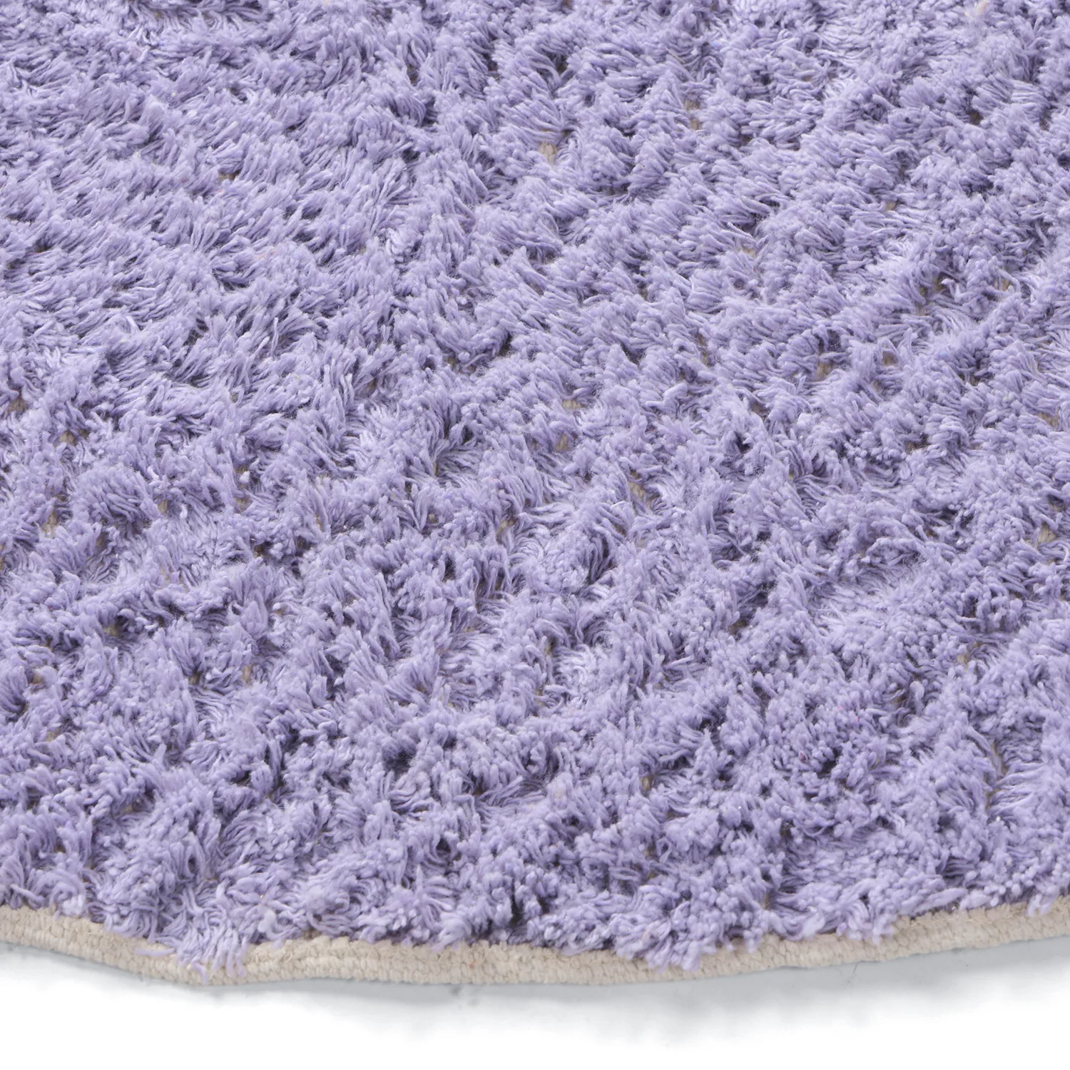 Rundt tæppe - Amira Natural Cotton Shaggy (lilla/beige)