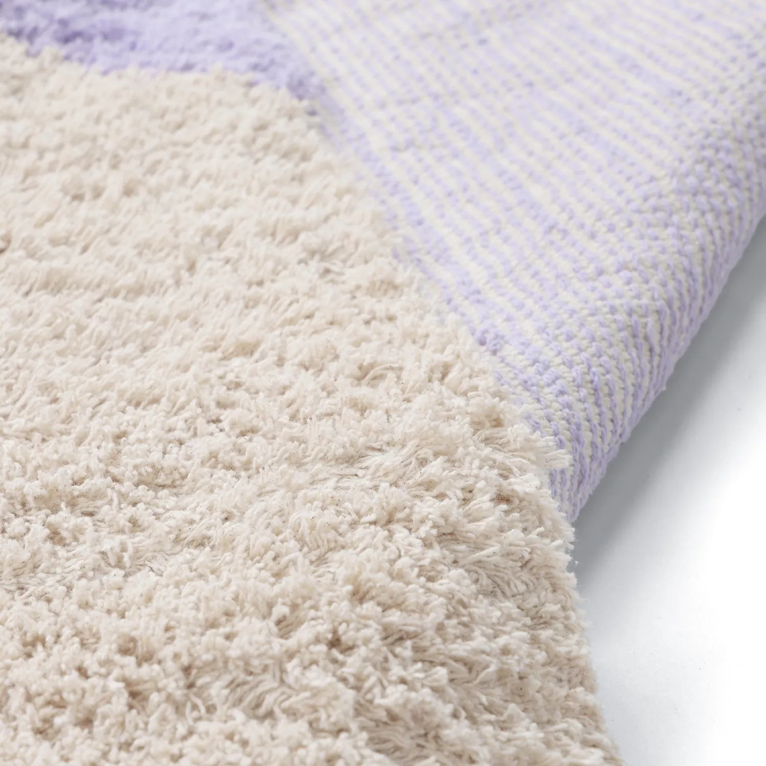 Ryatæpper - Amira Natural Cotton Shaggy (lilla/beige)