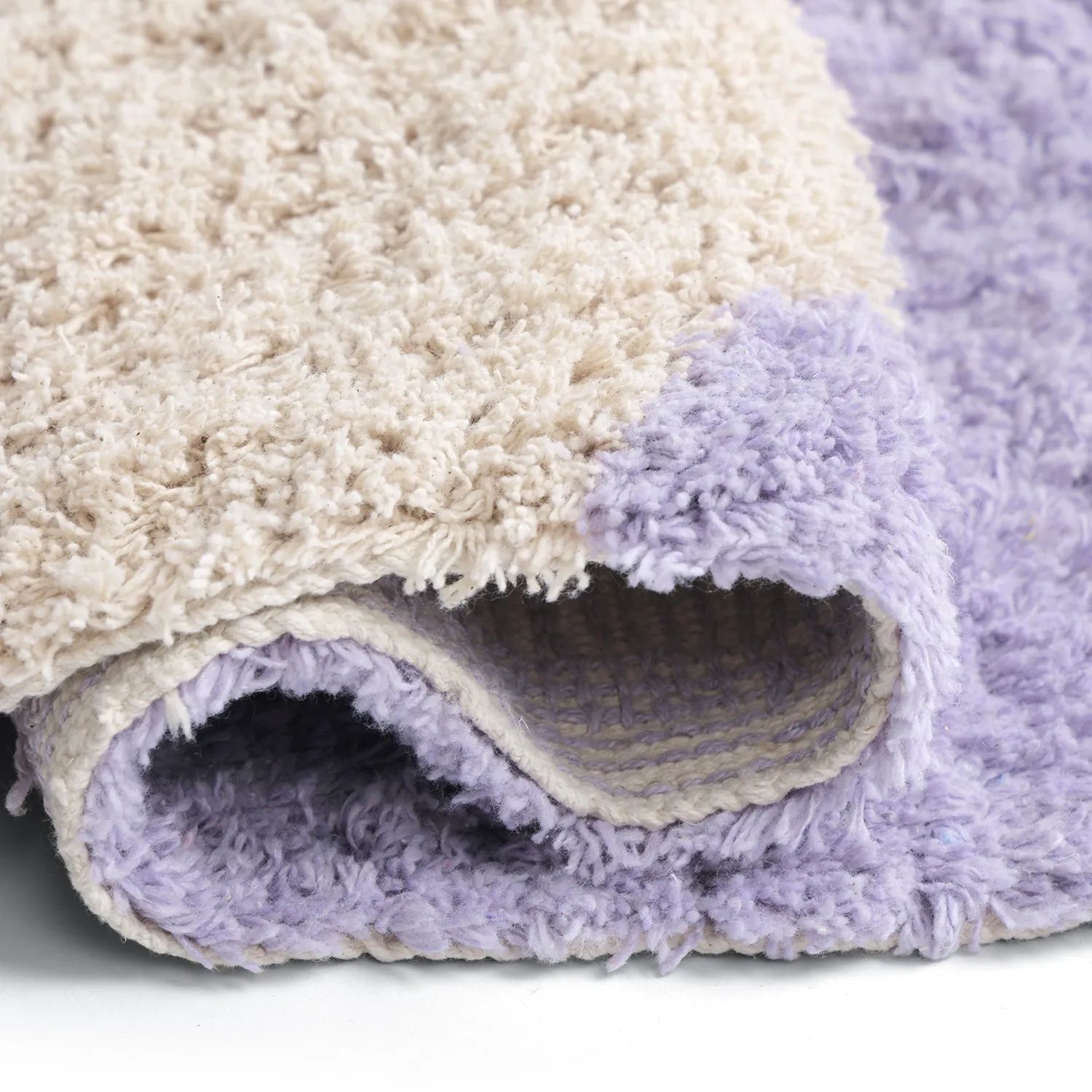 Ryatæpper - Amira Natural Cotton Shaggy (lilla/beige)