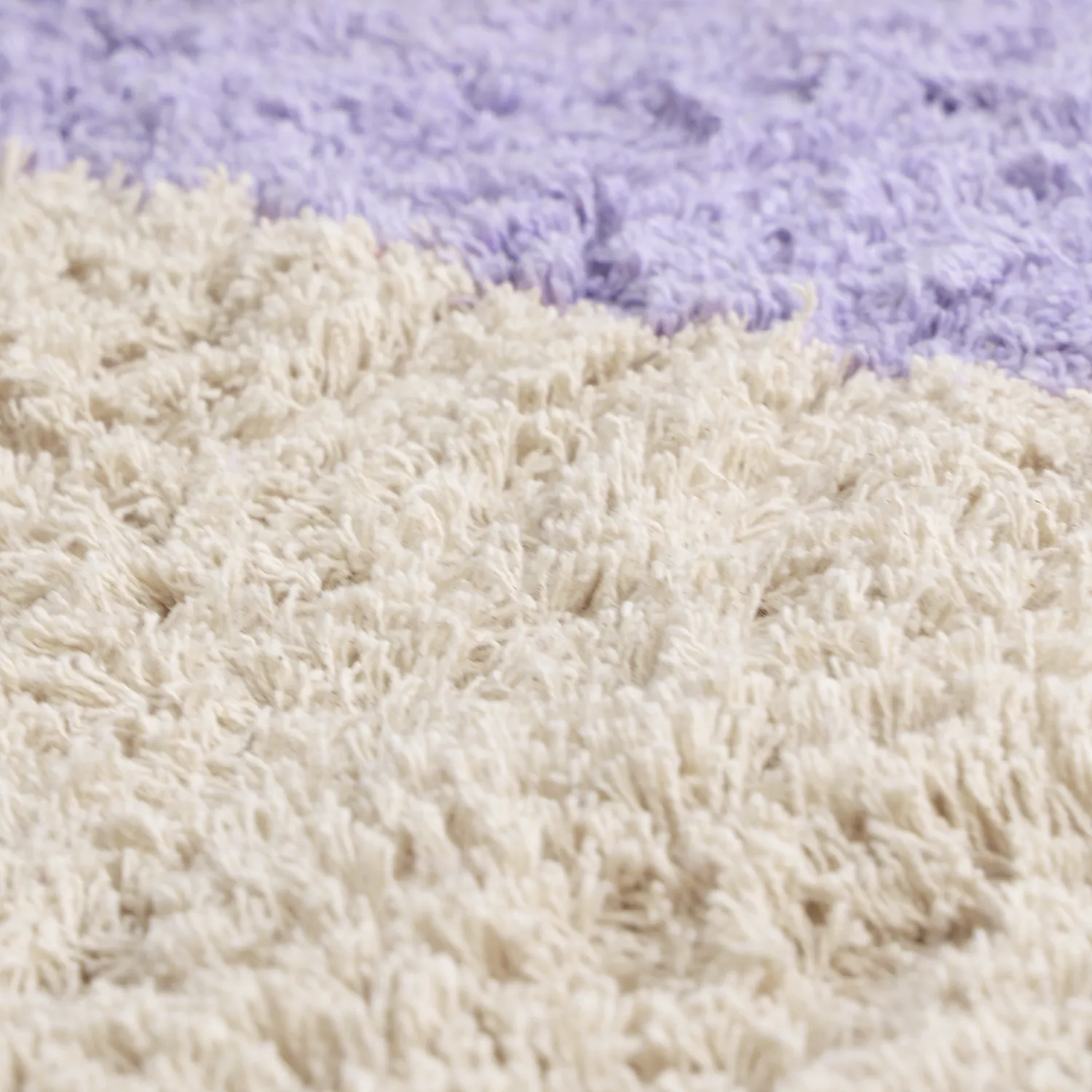 Ryatæpper - Amira Natural Cotton Shaggy (lilla/beige)