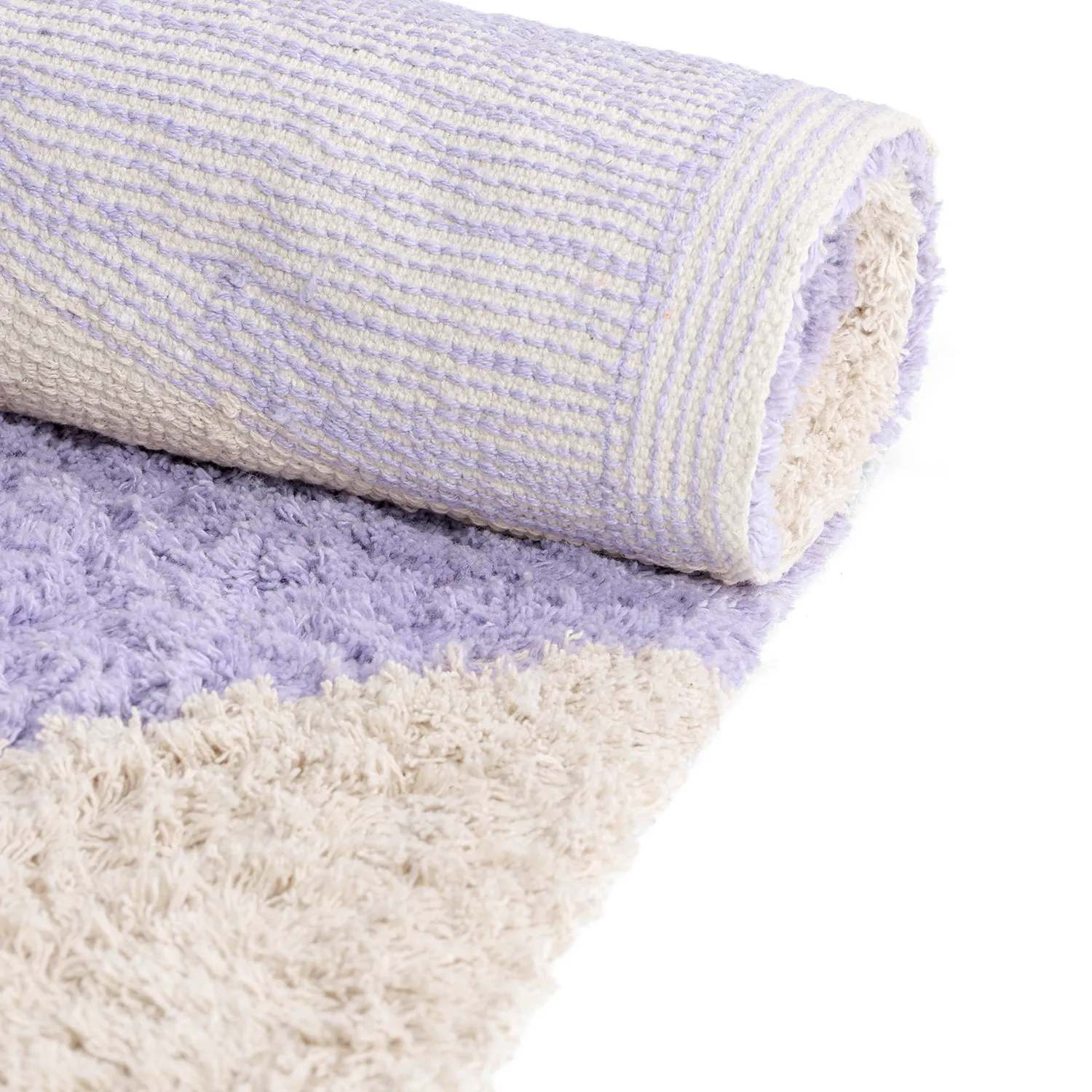 Ryatæpper - Amira Natural Cotton Shaggy (lilla/beige)