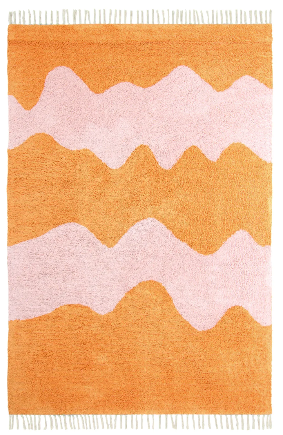 Ryatæpper - Amira Natural Cotton Shaggy (orange/pink)