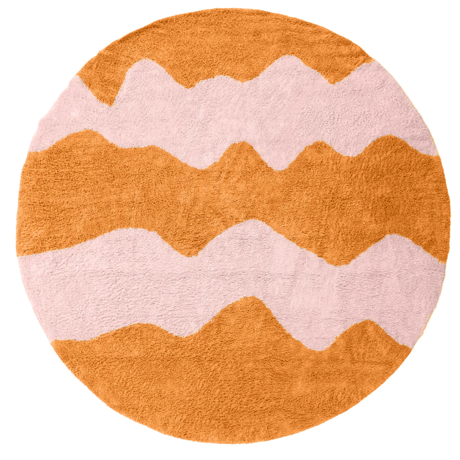Rundt tæppe - Amira Natural Cotton Shaggy (orange/pink)