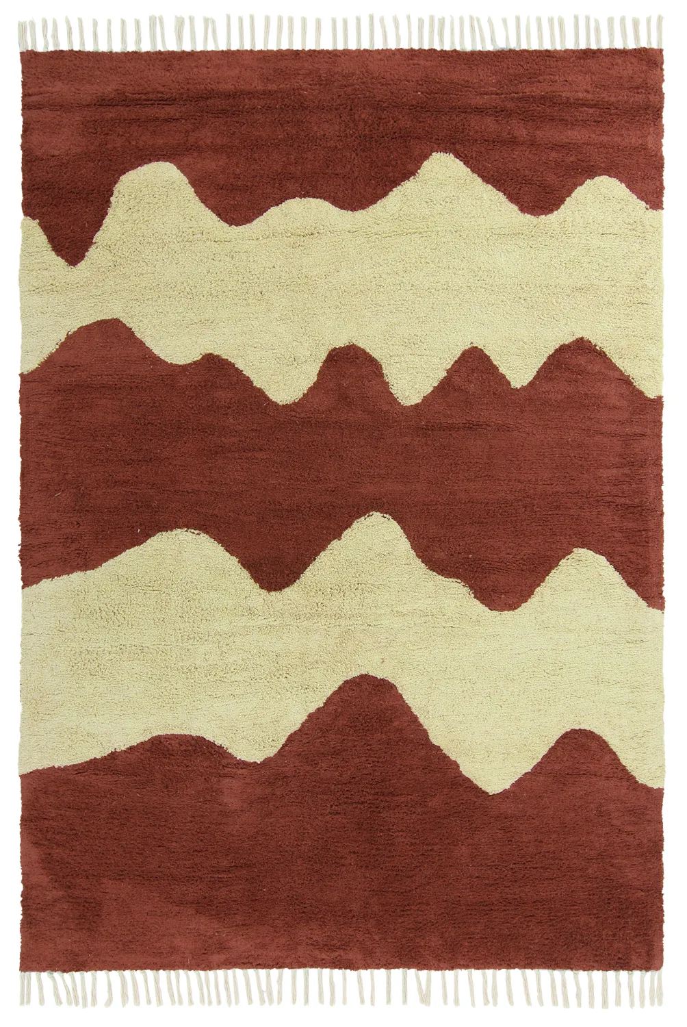 Ryatæpper - Amira Natural Cotton Shaggy (rød/beige)