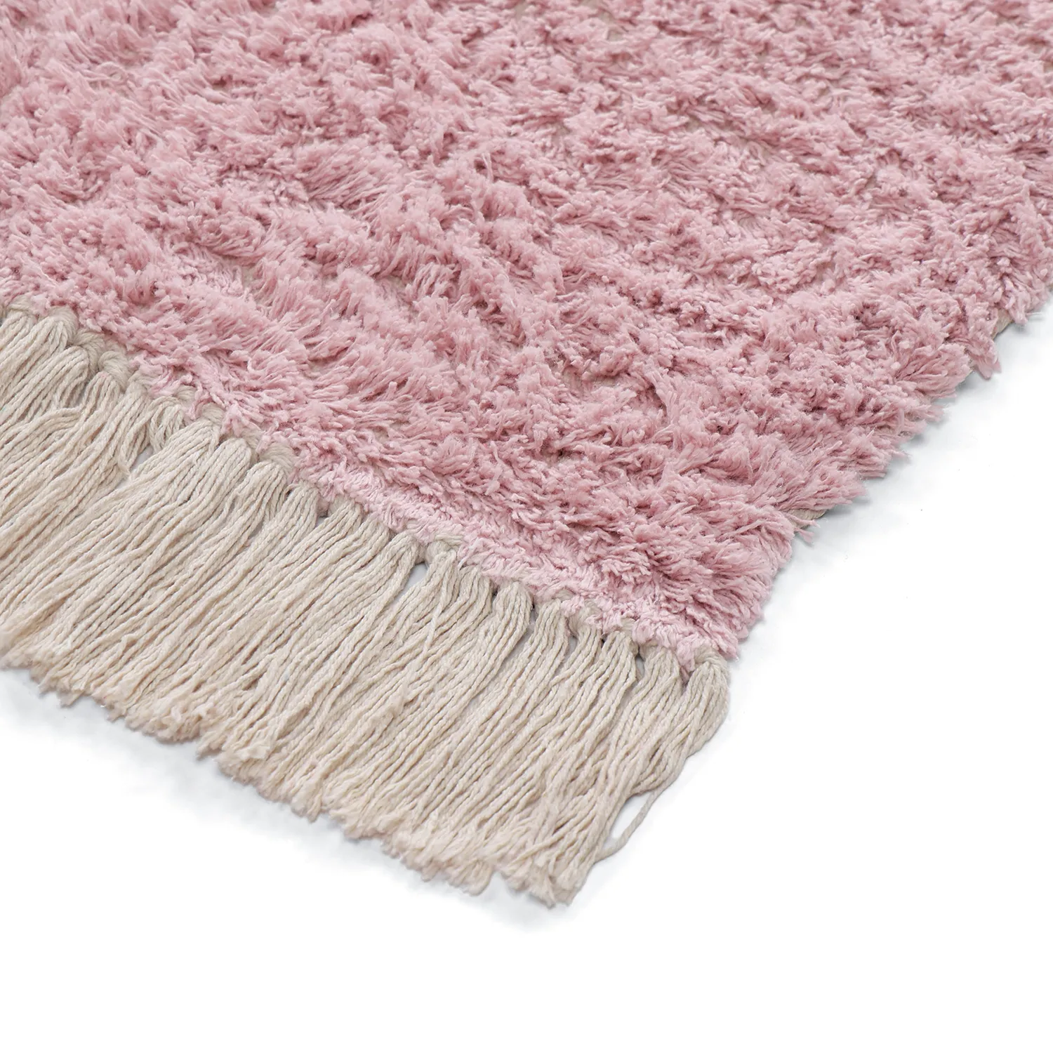 Ryatæpper - Amira Natural Cotton Shaggy (lyserød/orange)