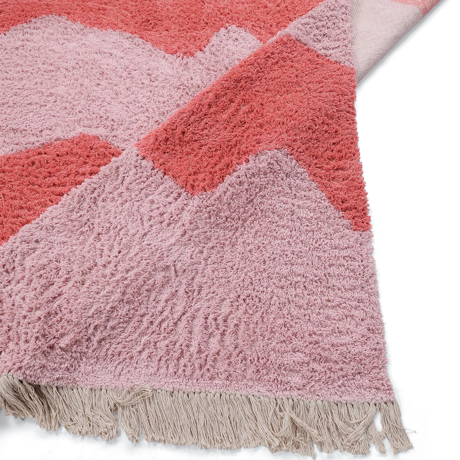 Ryatæpper - Amira Natural Cotton Shaggy (lyserød/orange)