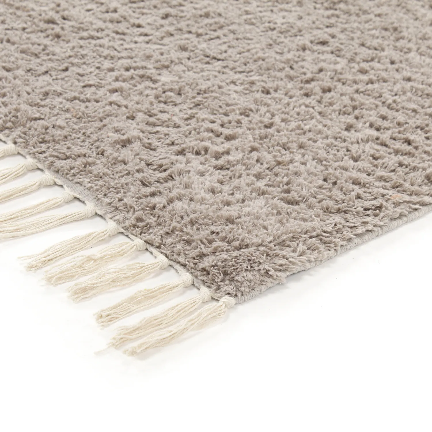Ryatæpper - Amira Natural Cotton Shaggy (taupe/gul)