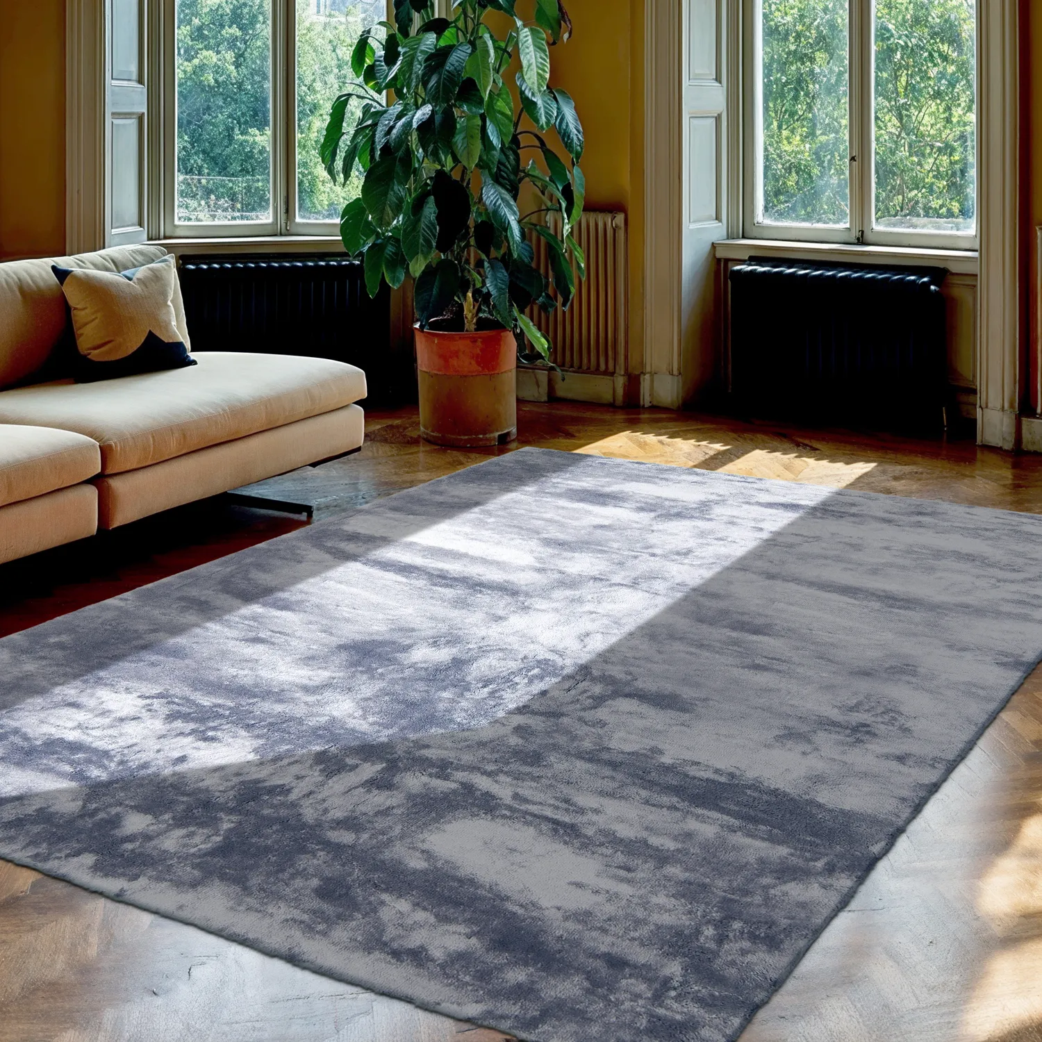 Ryatæpper - Aranga Super Soft Fur (stålblå)