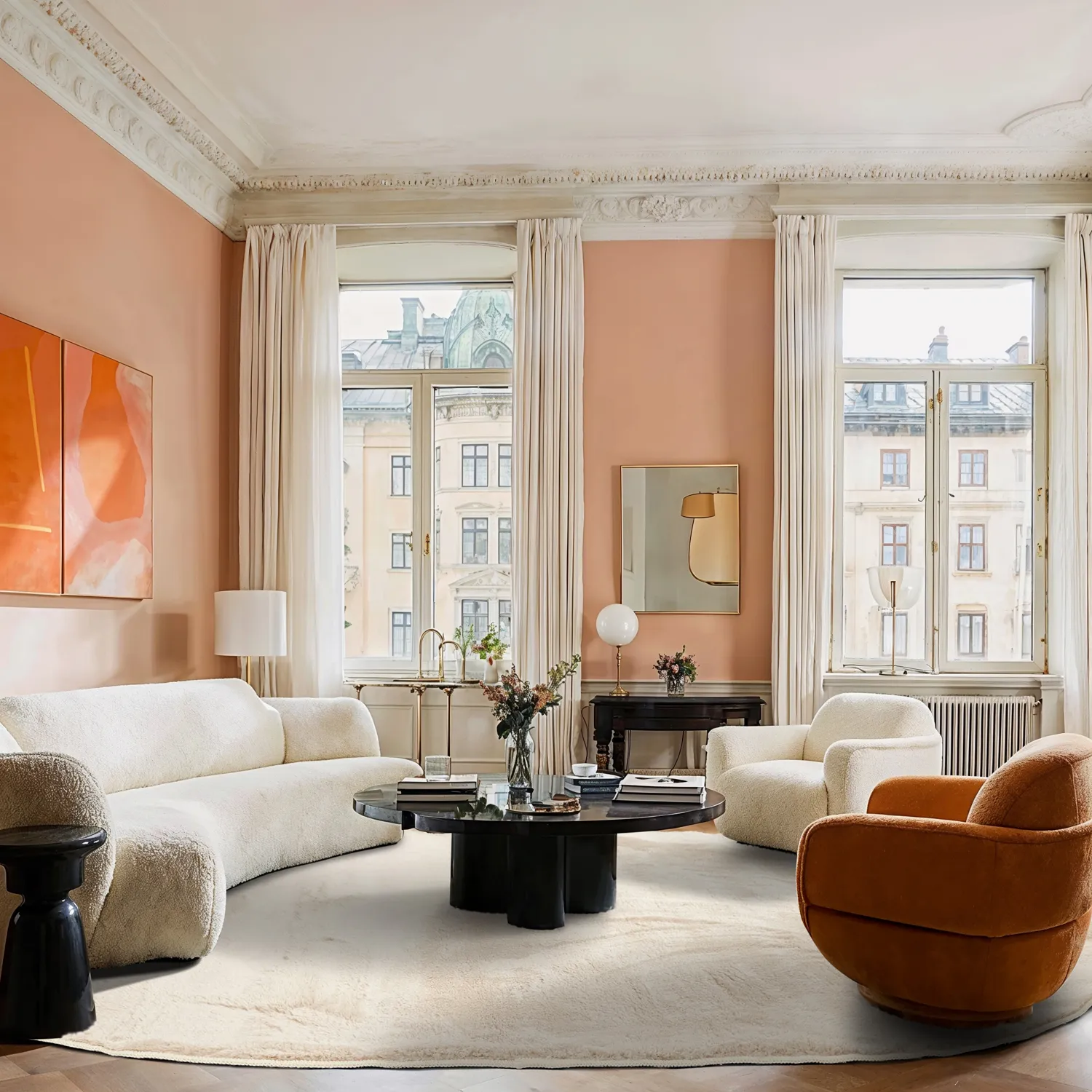 Ovalt ryatæppe - Aranga Super Soft Fur (beige)