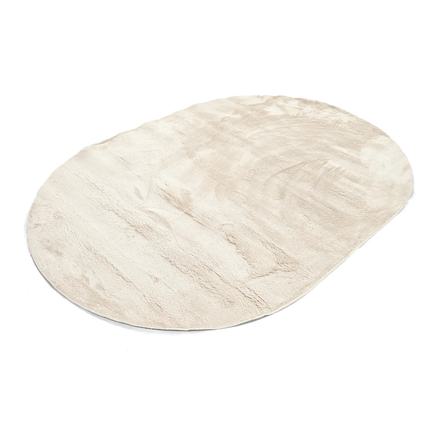 Ovalt ryatæppe - Aranga Super Soft Fur (beige)