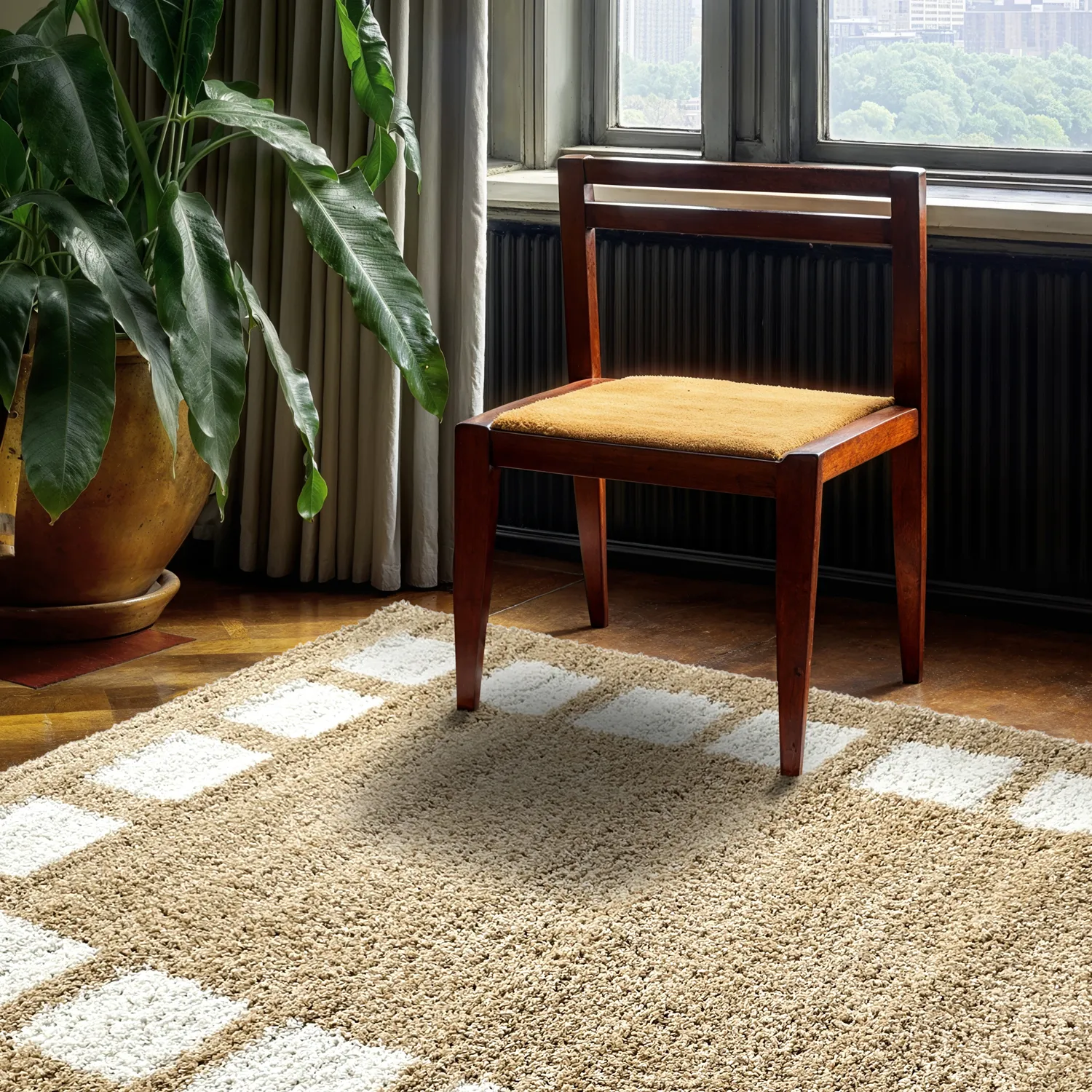 Ryatæpper - Asilah (beige/hvid)