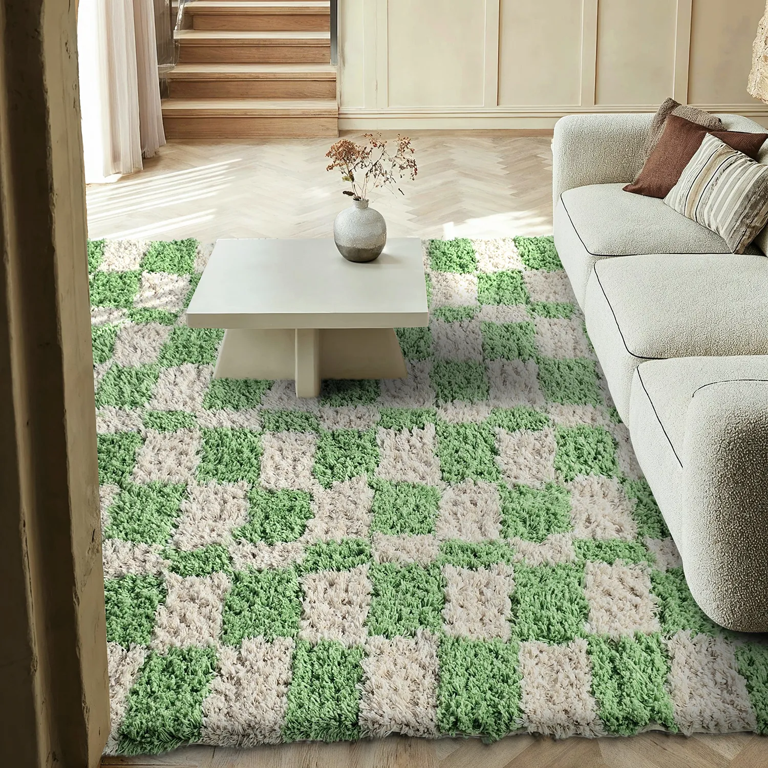 Ryatæpper - Atrani Natural Cotton Shaggy (grøn)