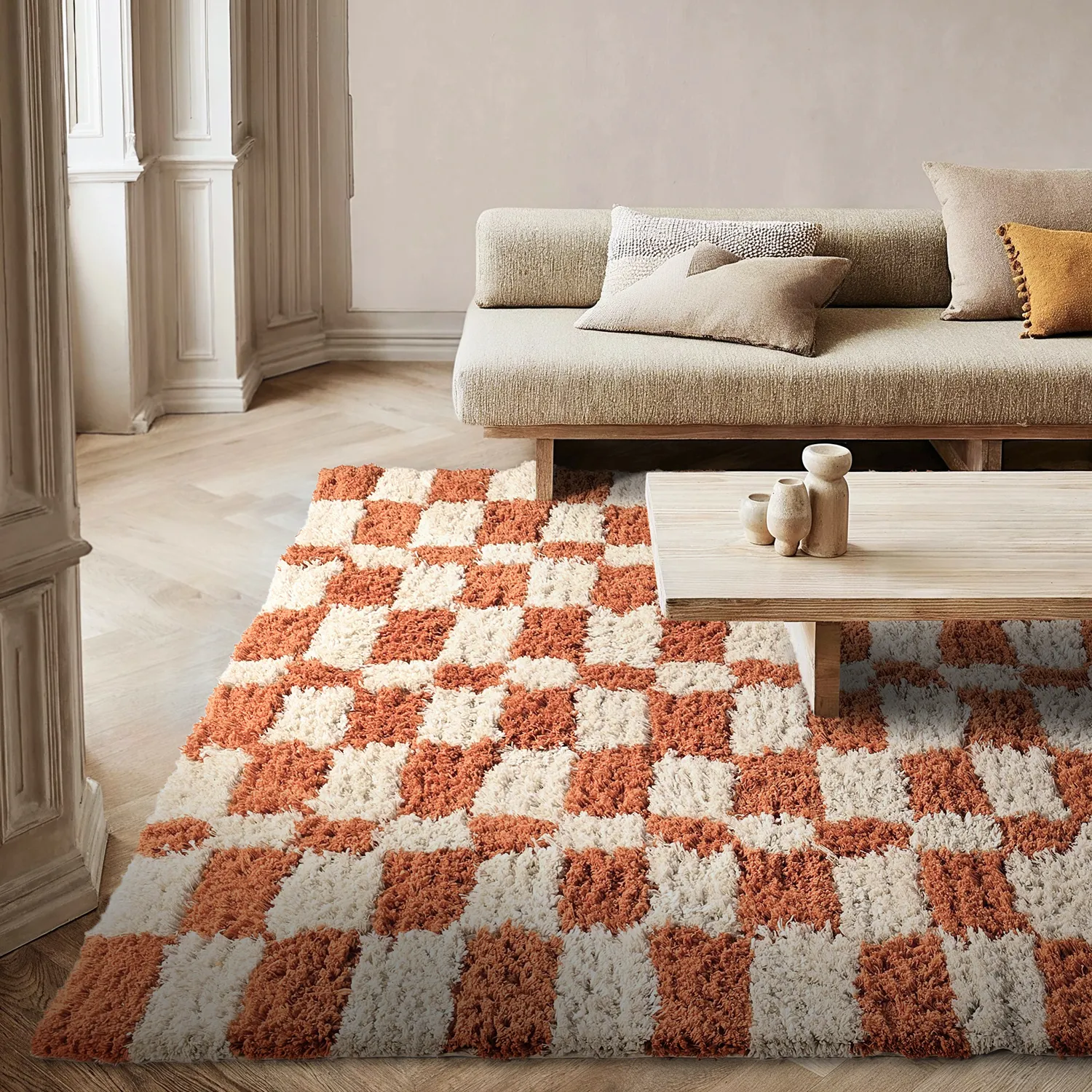 Ryatæpper - Atrani Natural Cotton Shaggy (orange)