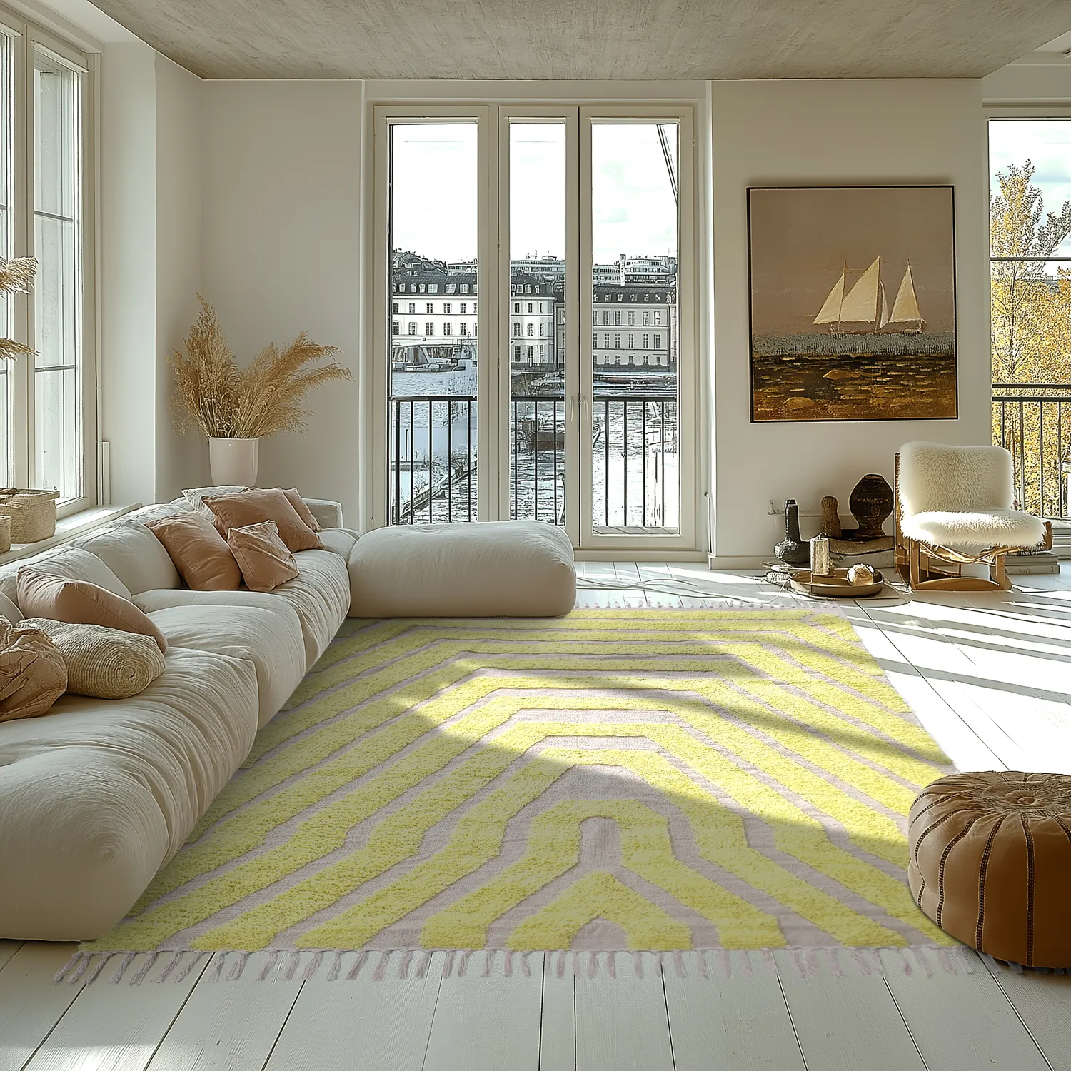 Ryatæpper - Callista Natural Cotton Shaggy (gul)