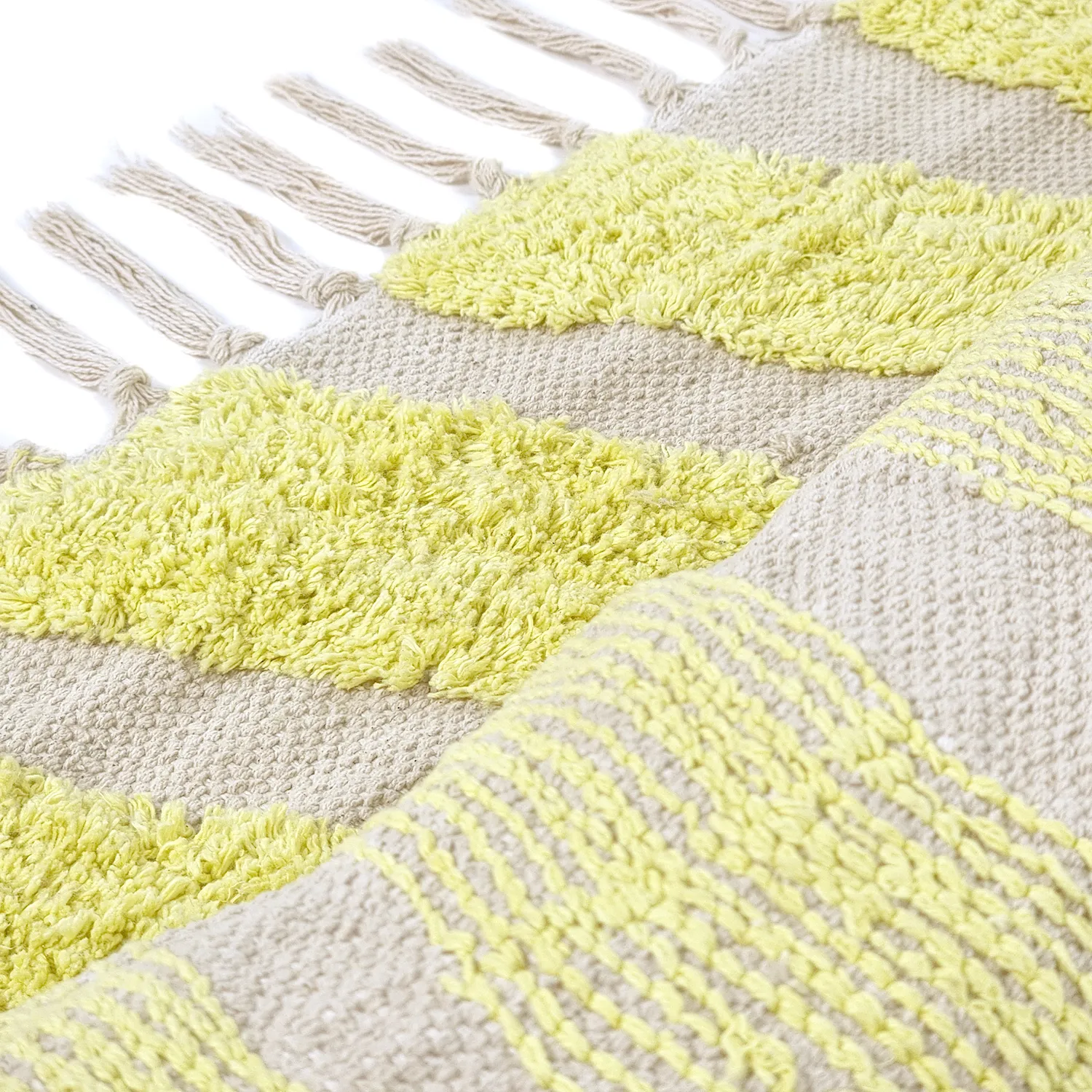 Ryatæpper - Callista Natural Cotton Shaggy (gul)