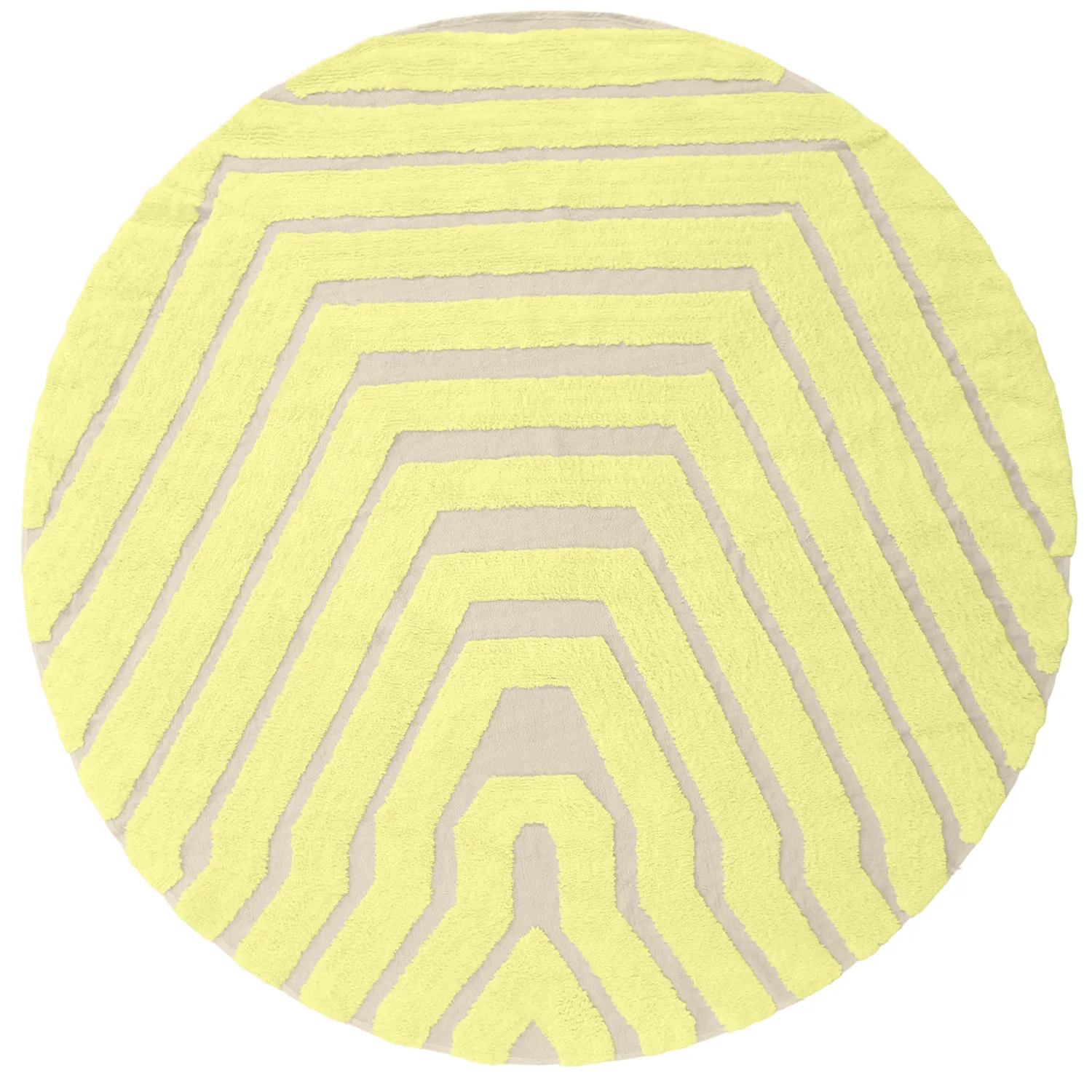 Rundt tæppe - Callista Natural Cotton Shaggy (gul)