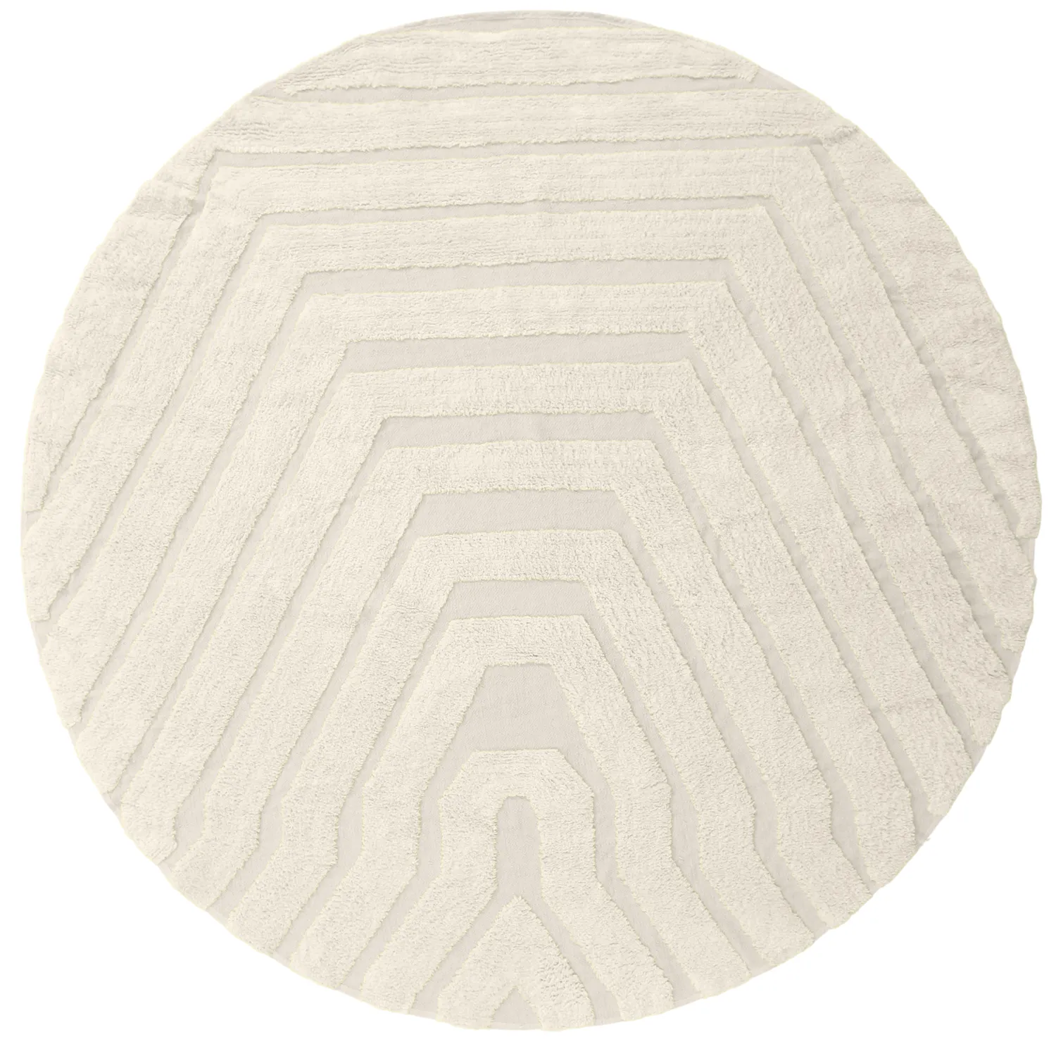 Rundt tæppe - Callista Natural Cotton Shaggy (beige)