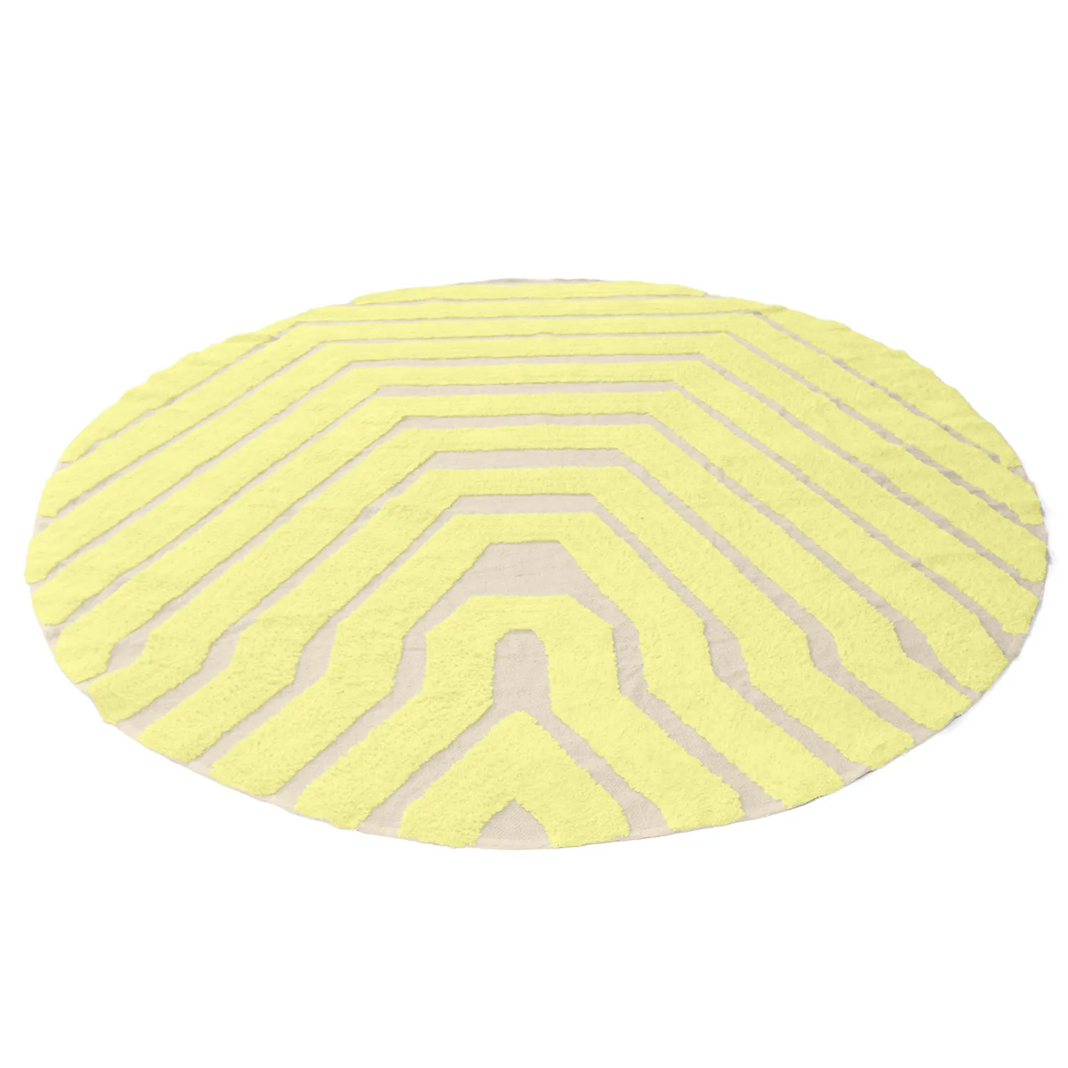 Rundt tæppe - Callista Natural Cotton Shaggy (gul)